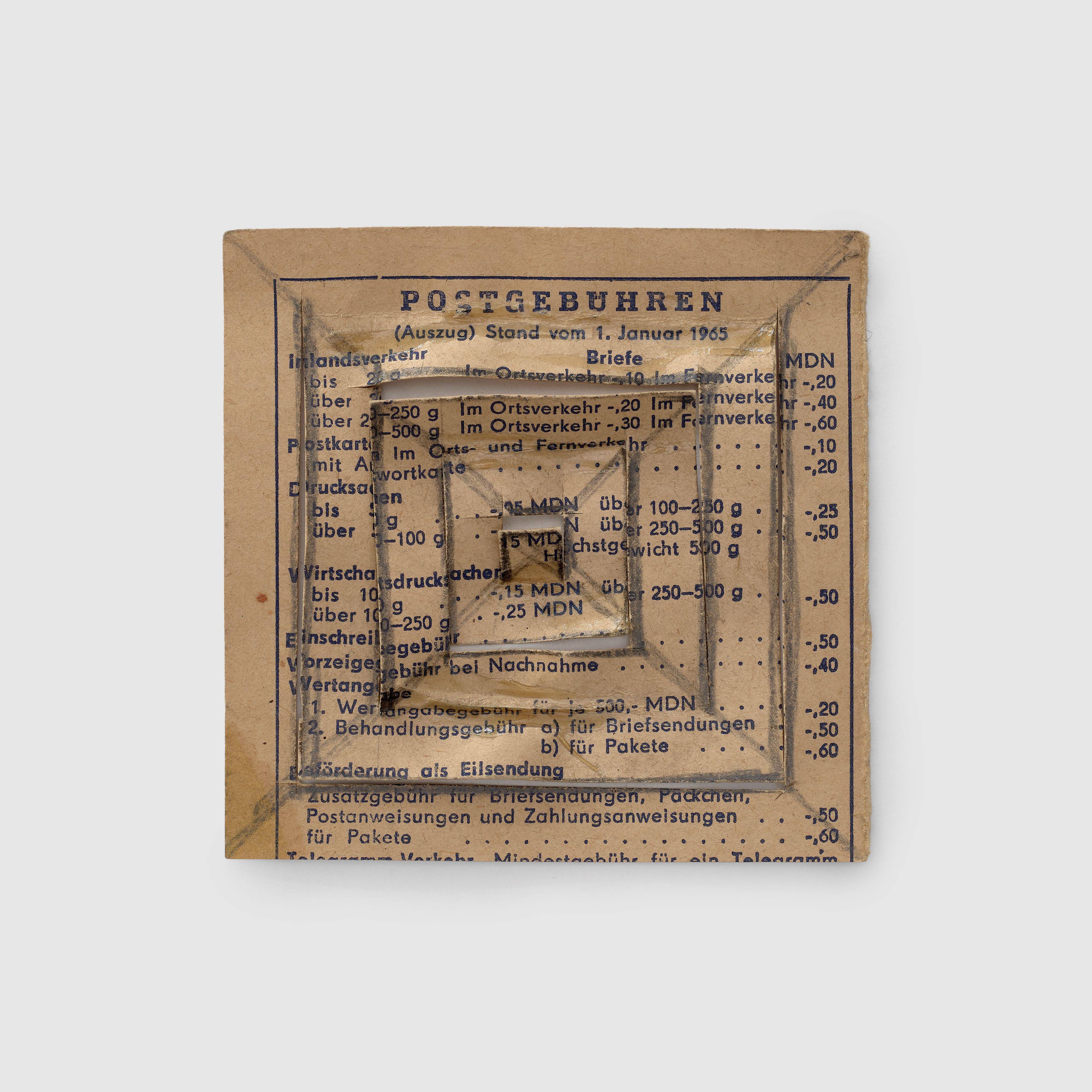 This picture shows the following artwork: Hermann Glöckner. „Erster Entwurf für 4 bewegliche Quadrate“. 1965.