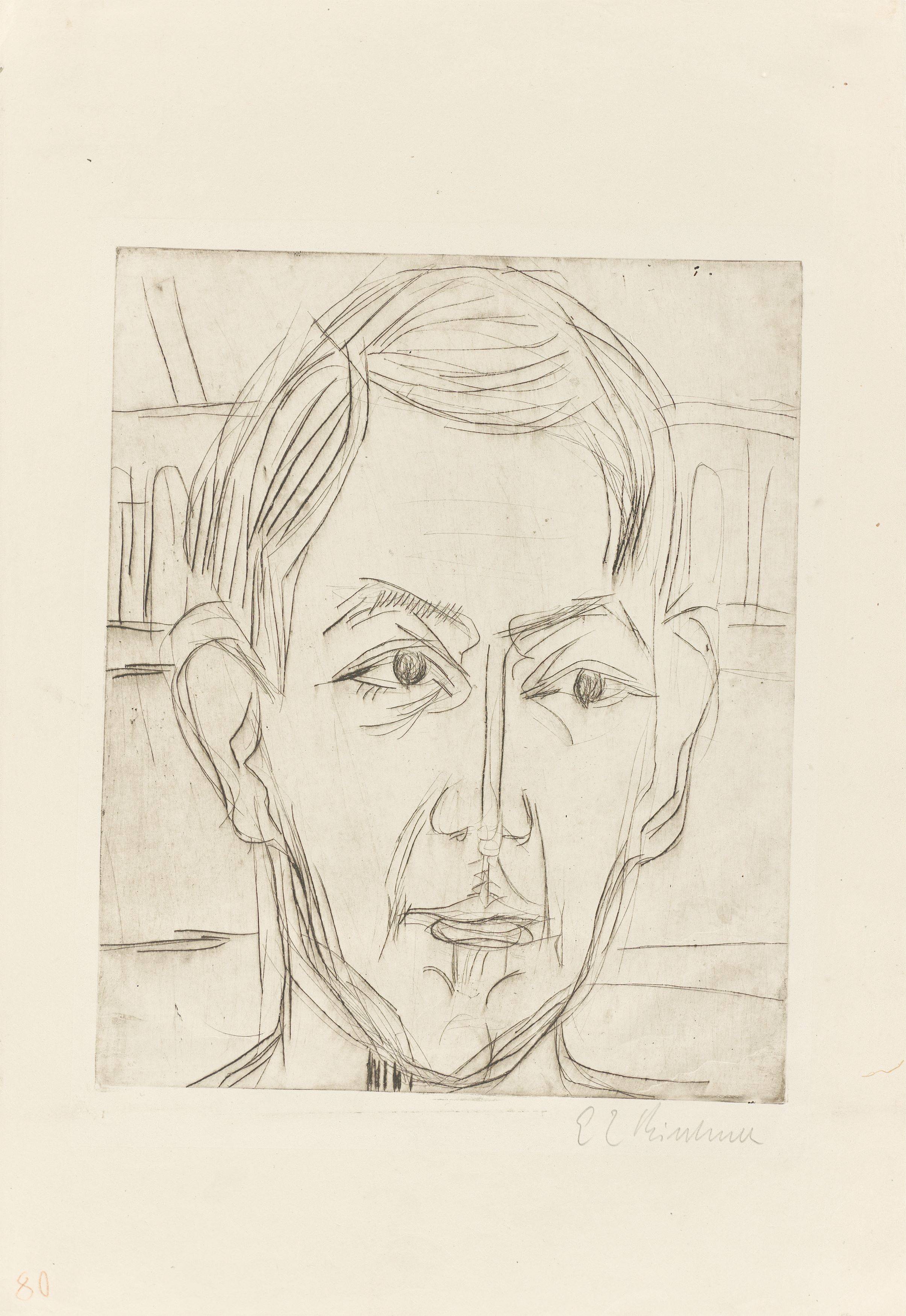 Auf diesem Bild ist das folgende Kunstwerk zu sehen: Ernst Ludwig Kirchner. „Kopf eines jungen Mannes (Dr. Hans Bütow)“. 1925/26.