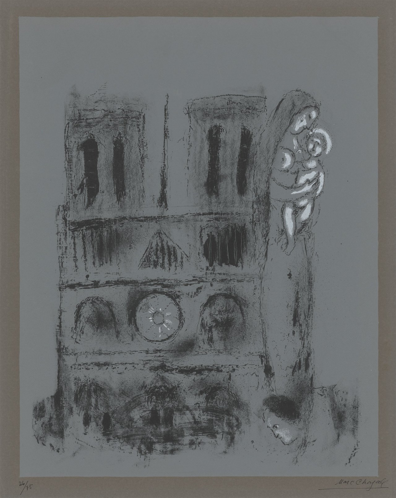 This picture shows the following artwork: Marc Chagall. ”Notre-Dame en gris”. 1955.