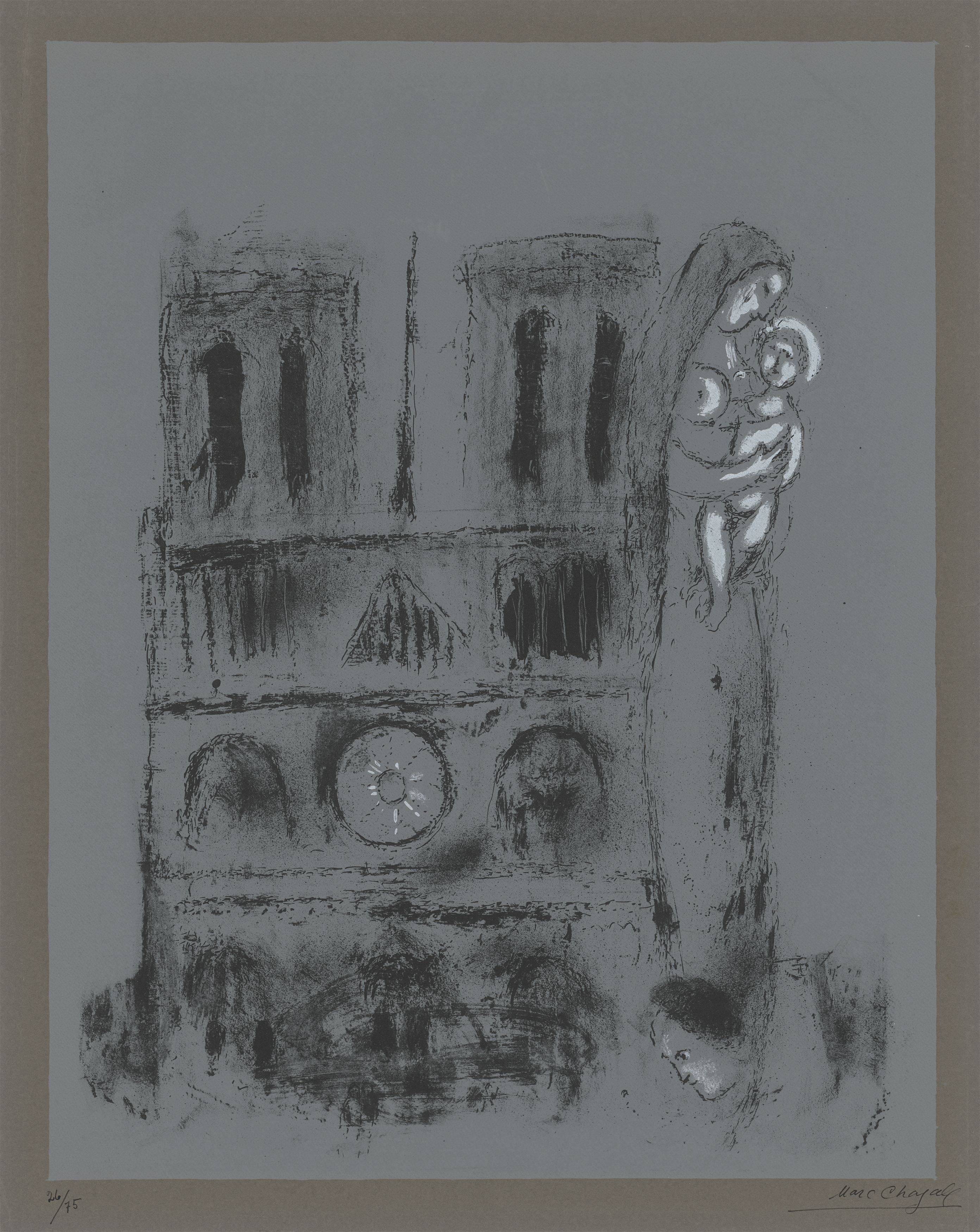 This picture shows the following artwork: Marc Chagall. ”Notre-Dame en gris”. 1955.