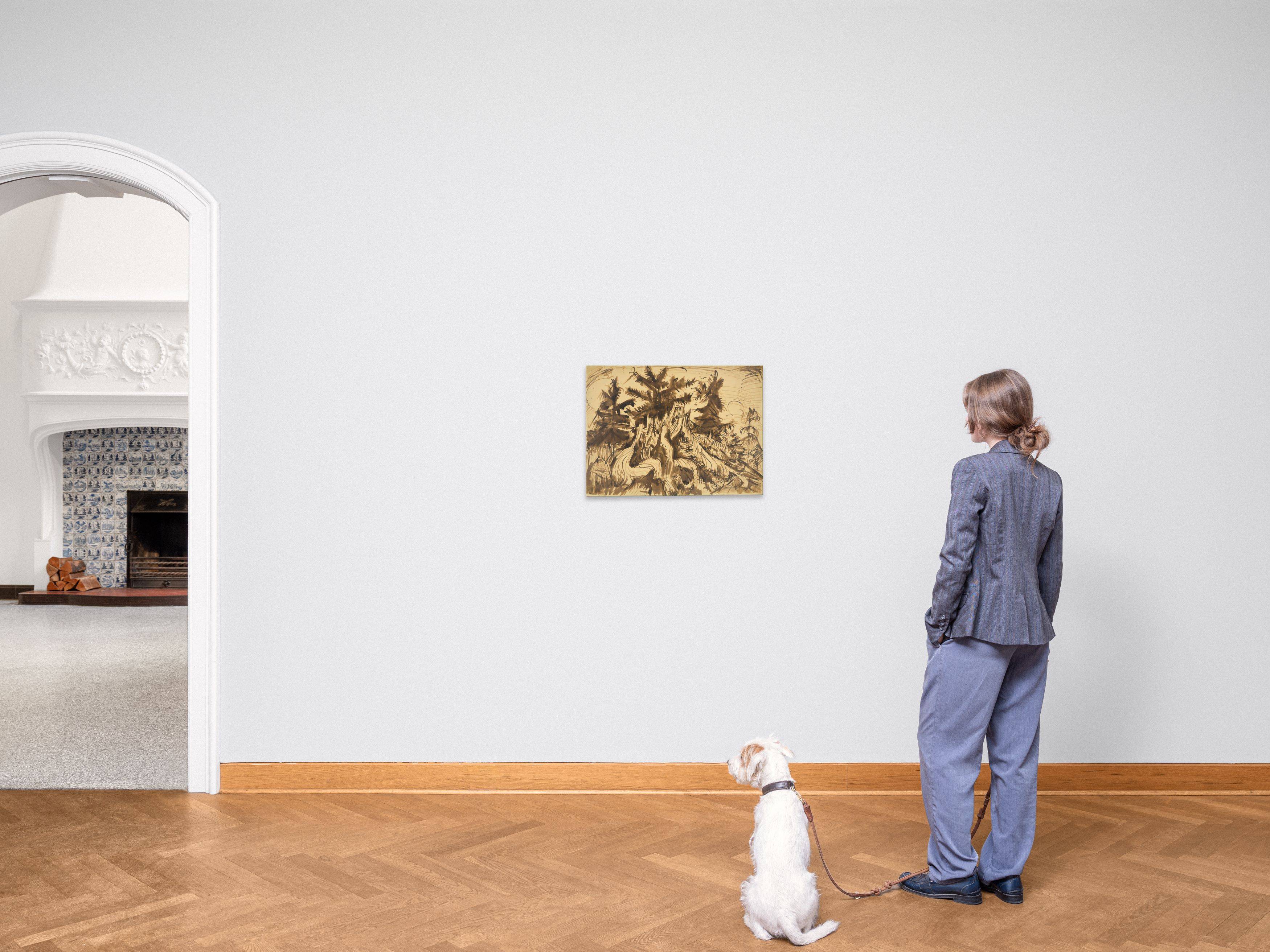 Auf diesem Bild ist das folgende Kunstwerk zu sehen: Ernst Ludwig Kirchner. Baumstumpf vor Arvengruppe. Wohl vor 1919.