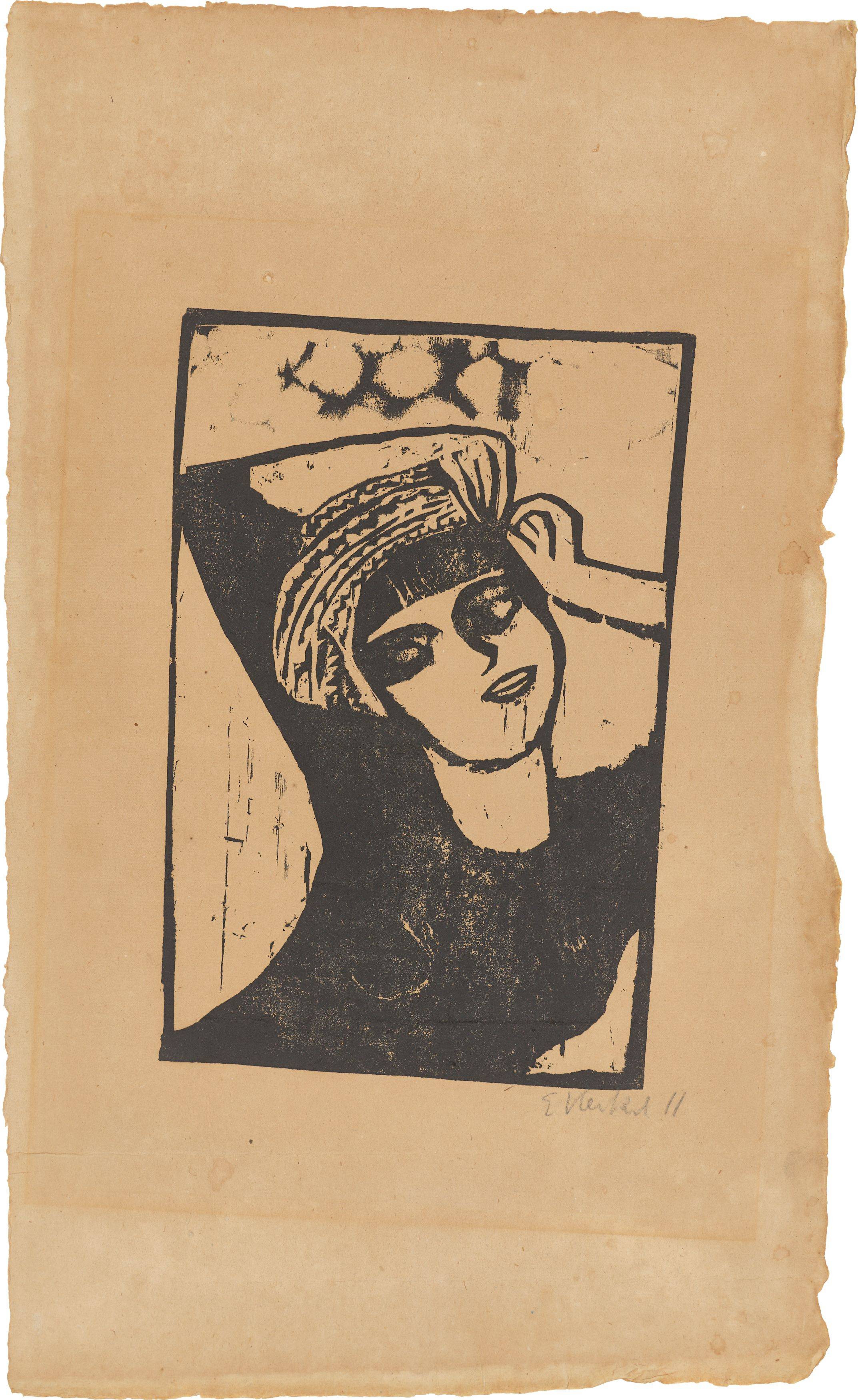This picture shows the following artwork: Erich Heckel. ”Mädchen mit Turban (Mädchen / Der Turban)”. 1911.