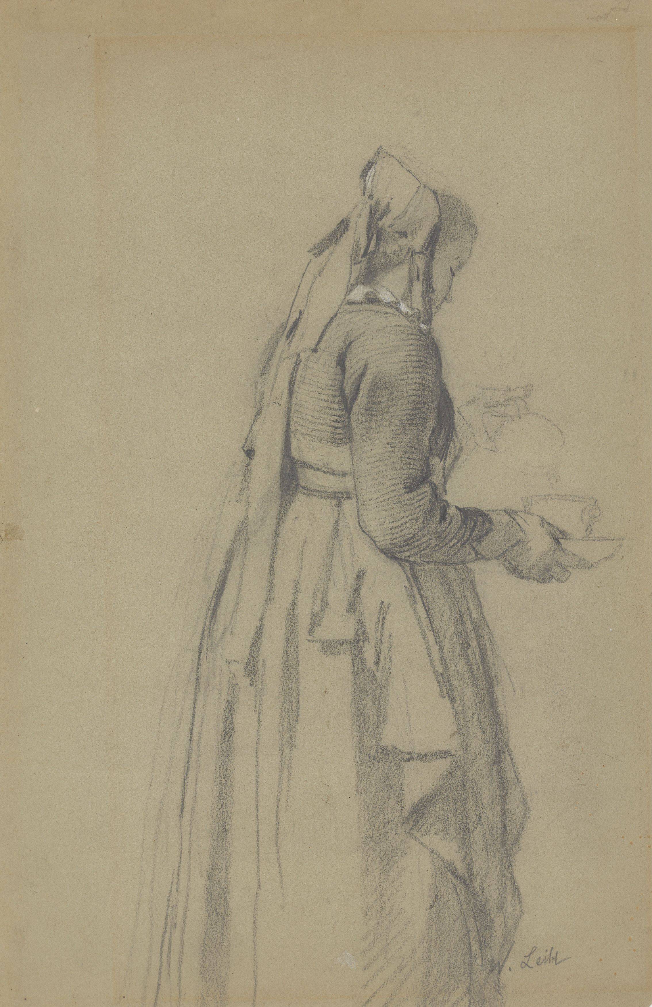 Auf diesem Bild ist das folgende Kunstwerk zu sehen: Wilhelm Leibl. „Mädchen mit Teetasse“. Um 1868/71.