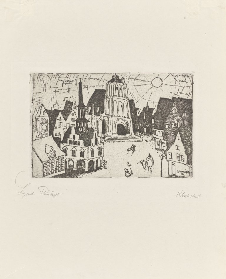 This picture shows the following artwork: Lyonel Feininger. ”Sonnenaufgang (Kleinstadt)”. 1911/23.