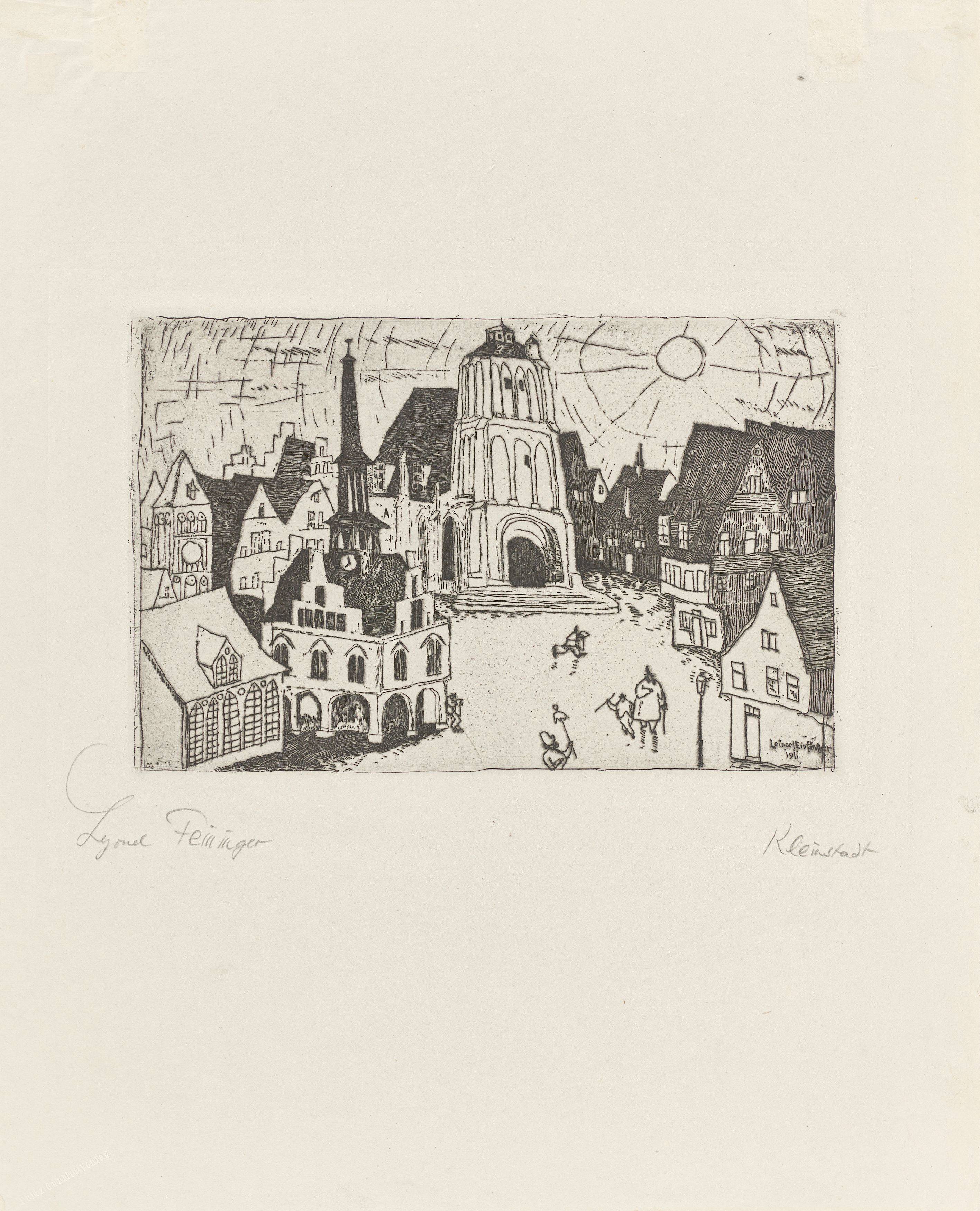 This picture shows the following artwork: Lyonel Feininger. ”Sonnenaufgang (Kleinstadt)”. 1911/23.