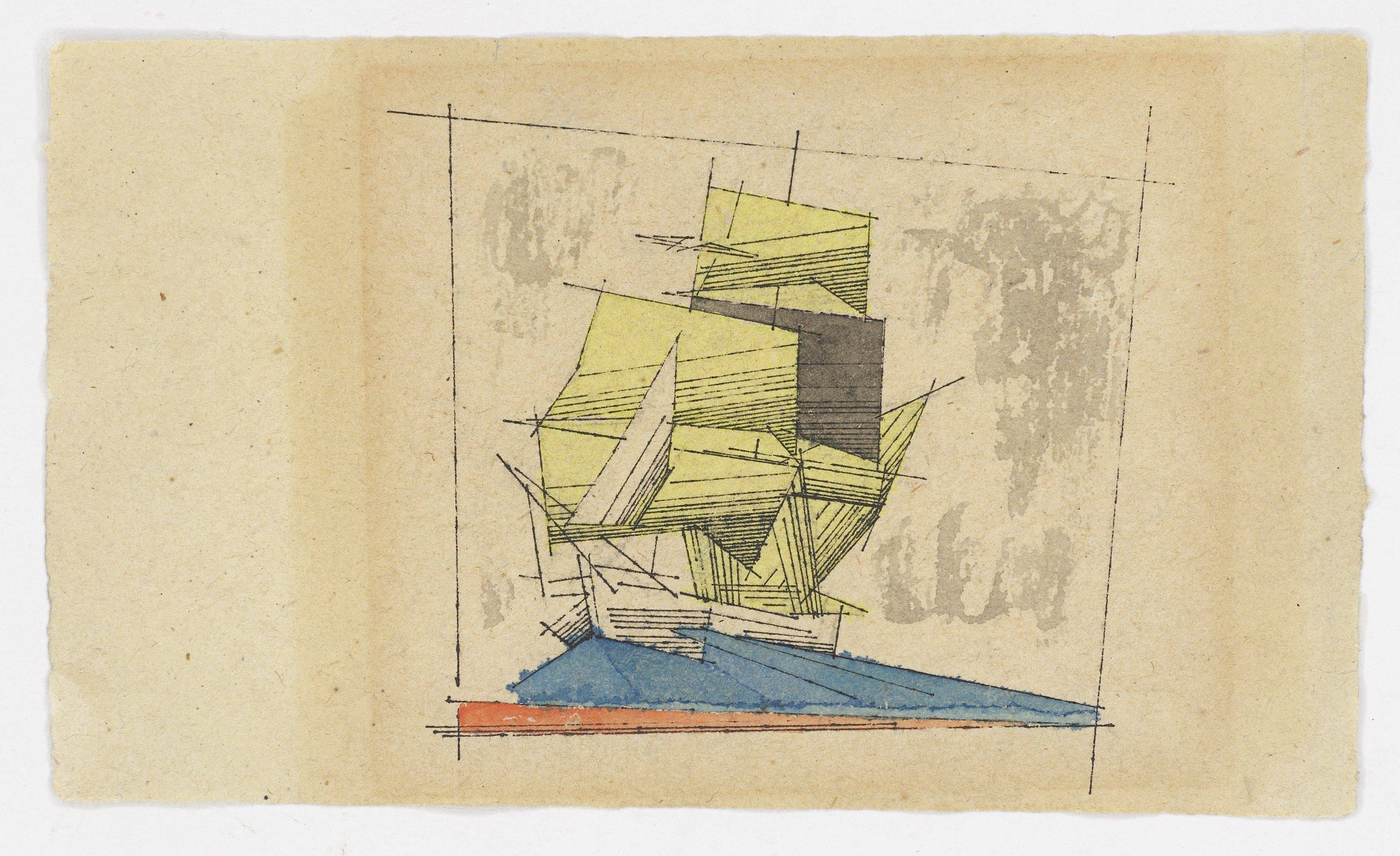 This picture shows the following artwork: Lyonel Feininger. Sailing Boat. 1942.