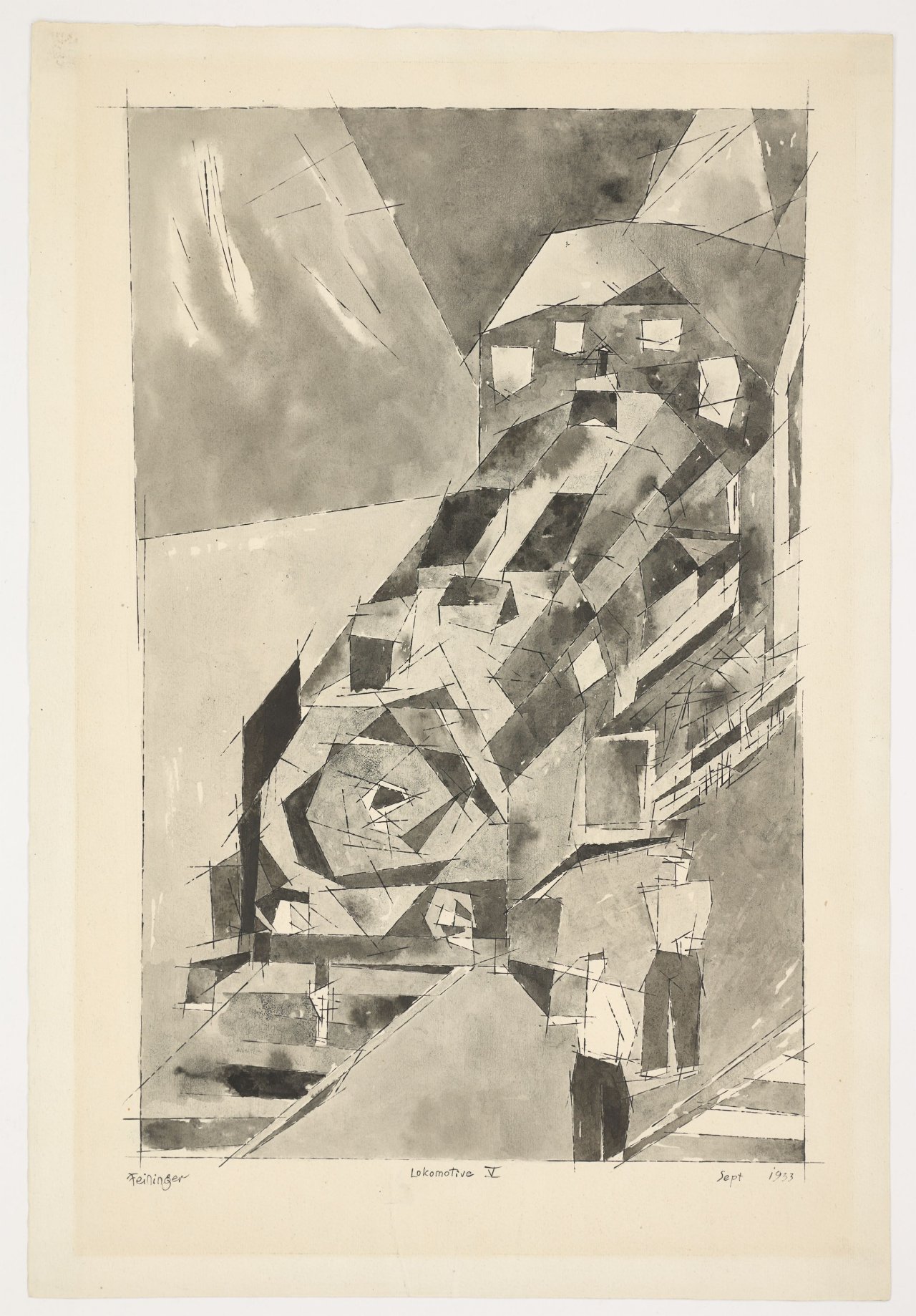 This picture shows the following artwork: Lyonel Feininger. ”Lokomotive V”. 1933.