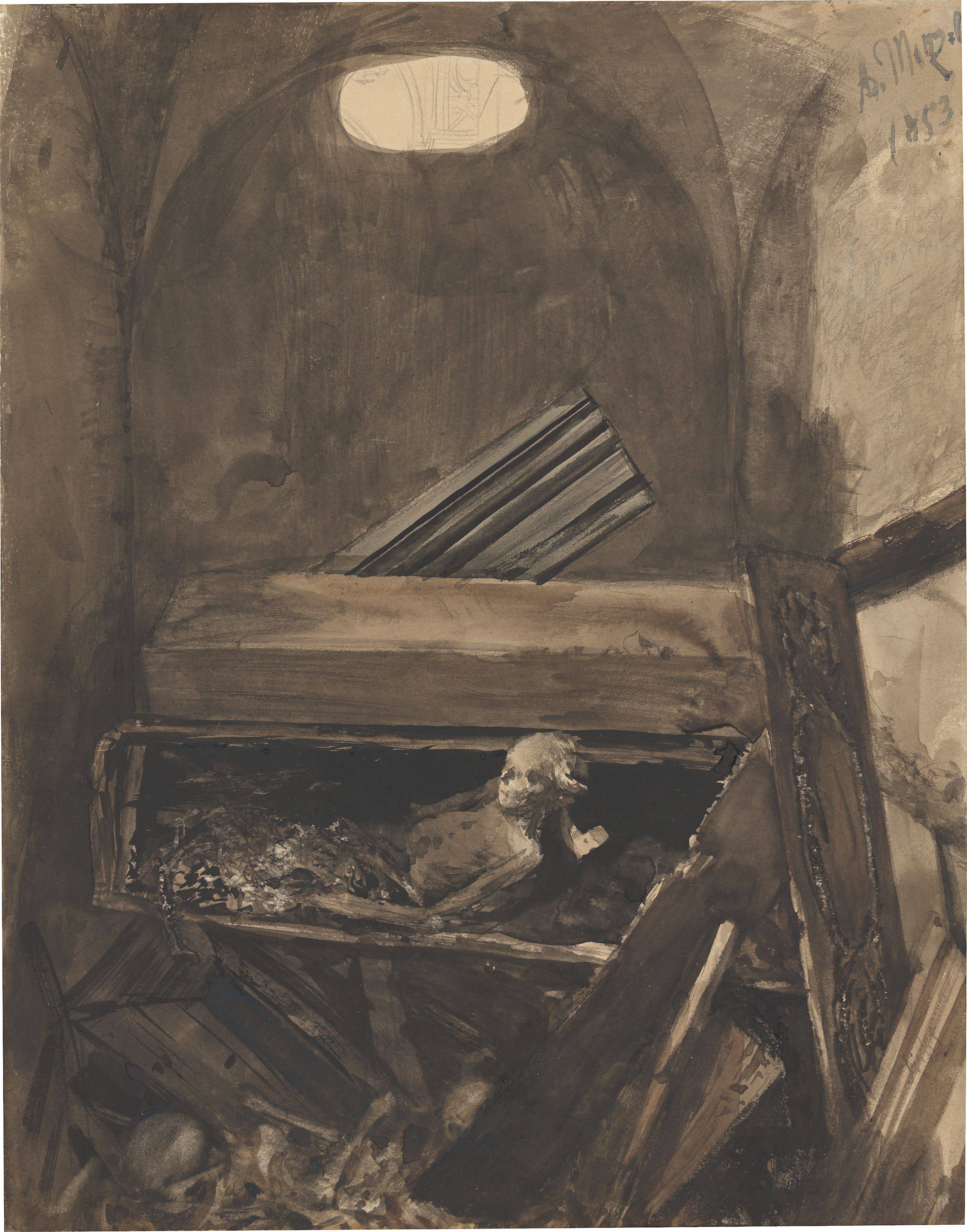 This picture shows the following artwork: Adolph Menzel. Crypt of Liebfrauenkirche in Halberstadt. 1853.