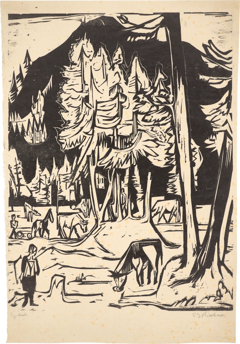 Auf diesem Bild ist das folgende Kunstwerk zu sehen: Ernst Ludwig Kirchner. „Herbstlandschaft“. 1924.