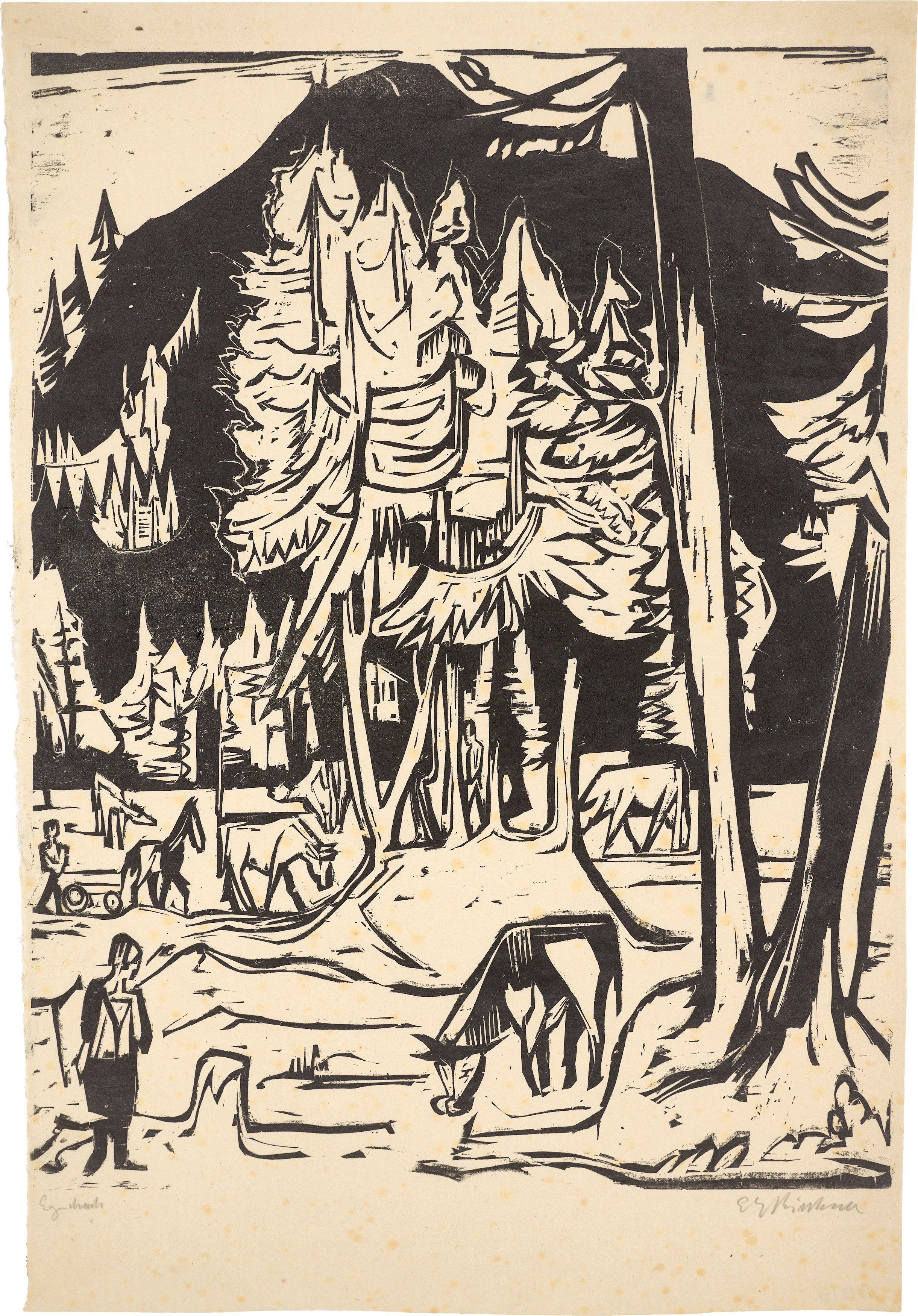 Auf diesem Bild ist das folgende Kunstwerk zu sehen: Ernst Ludwig Kirchner. „Herbstlandschaft“. 1924.