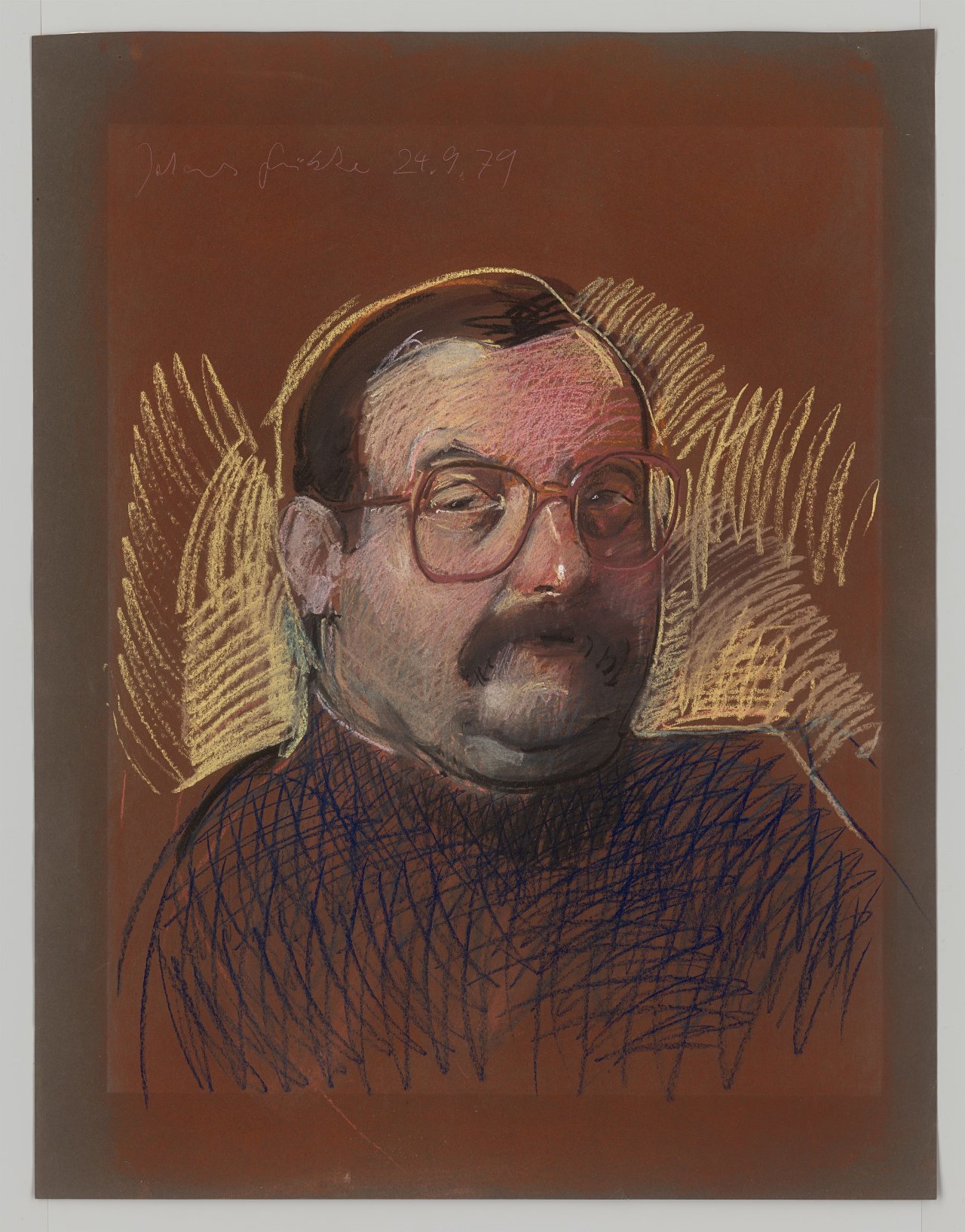 Auf diesem Bild ist das folgende Kunstwerk zu sehen: Johannes Grützke. Portrait Heiko Gebhardt. 1979.