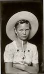 This picture shows the following artwork: Mike Disfarmer. Girl with Large Hat. 1939/1946.