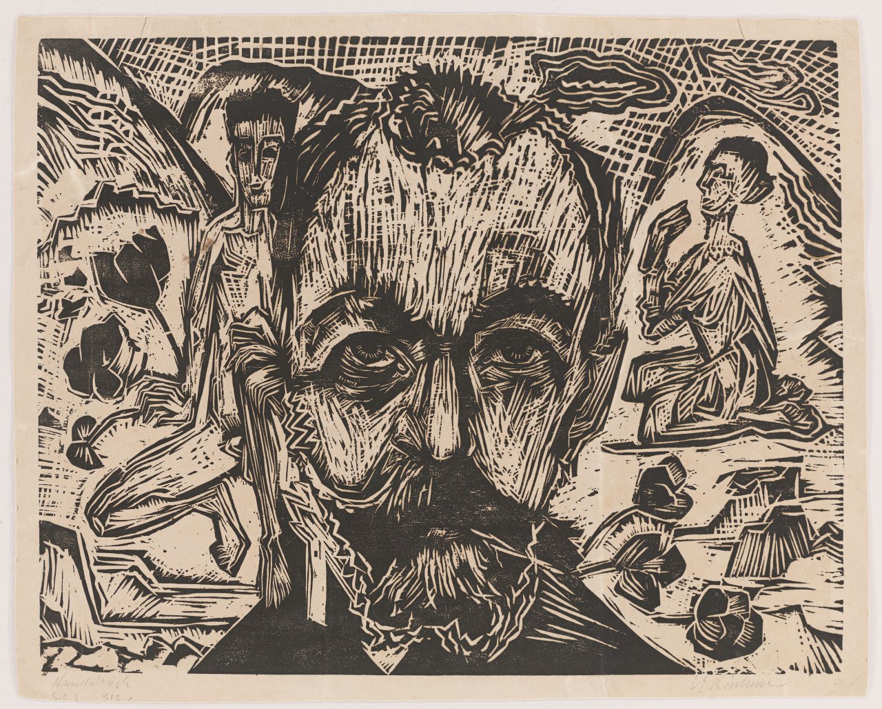 Auf diesem Bild ist das folgende Kunstwerk zu sehen: Ernst Ludwig Kirchner. „Hodlerkopf“. 1918.