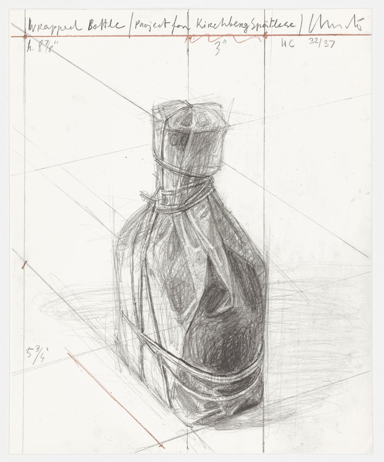 This picture shows the following artwork:  Christo and Jeanne-Claude. ”Wrapped Bottle”. 2002.