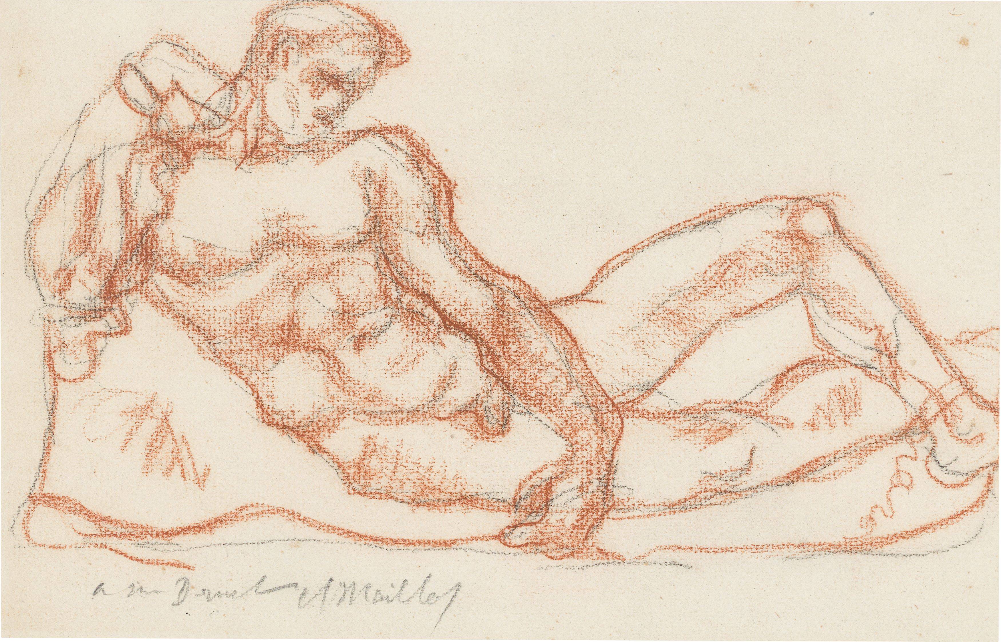 This picture shows the following artwork: Aristide Maillol. ”Homme couché”. Before 1916.