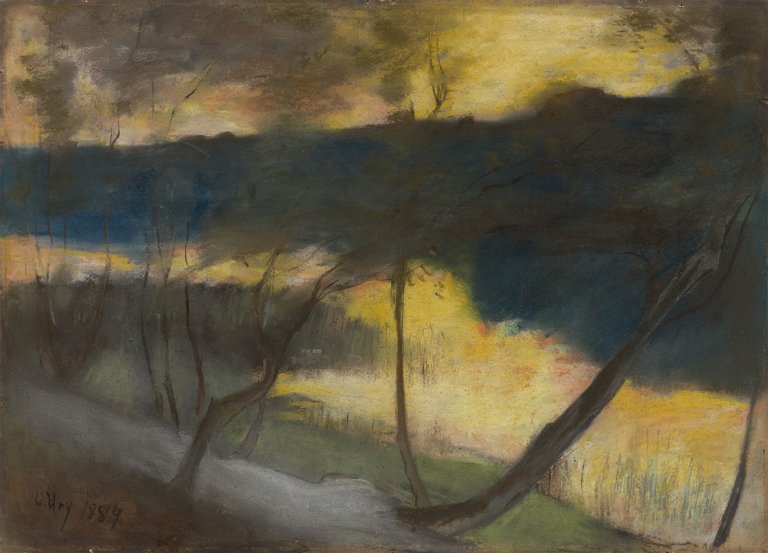 This picture shows the following artwork: Lesser Ury. Lakeside at Dusk. 1889.