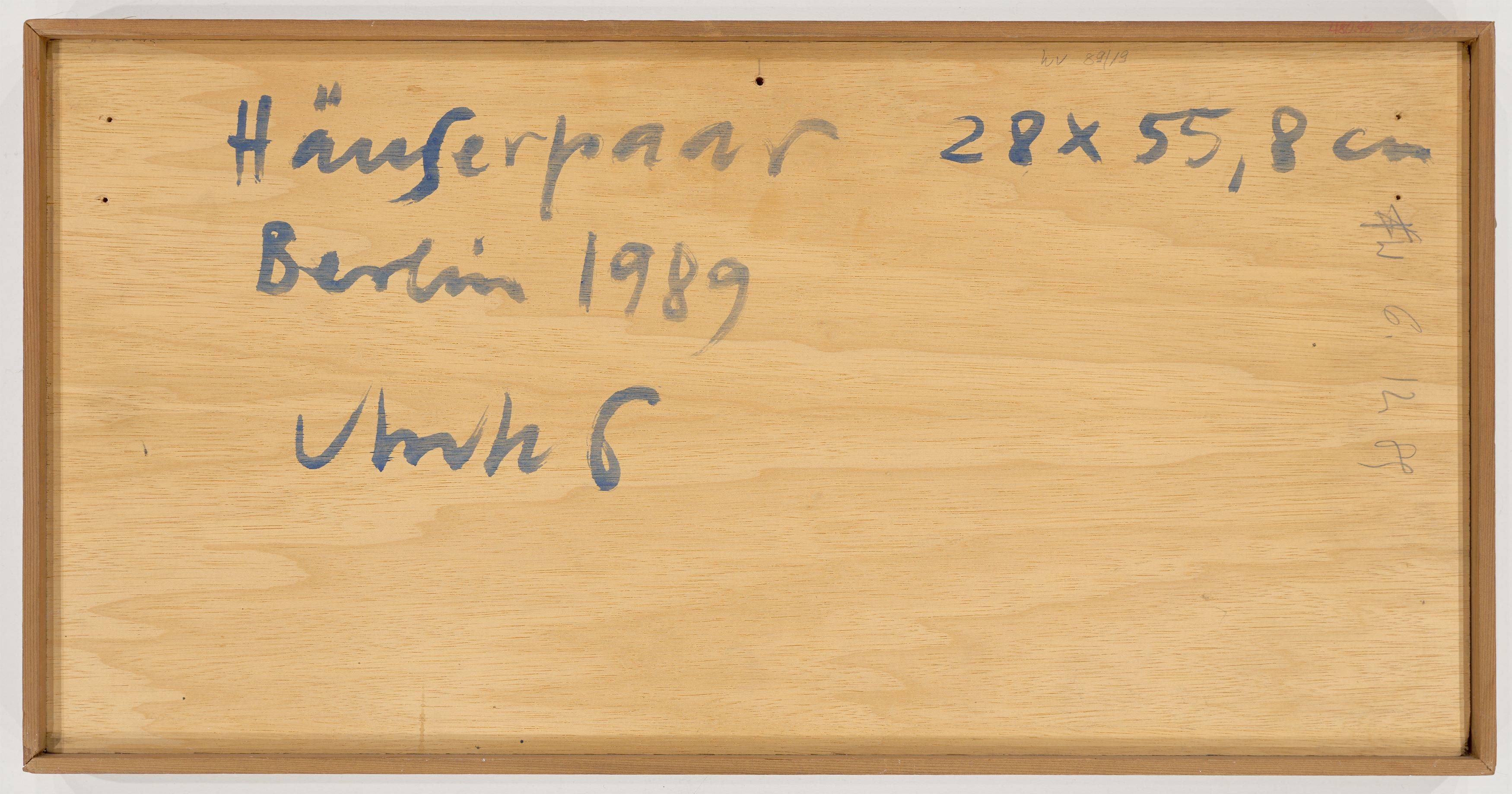 This picture shows the following artwork: Horst Antes. ”Häuserpaar 2”. 1989.