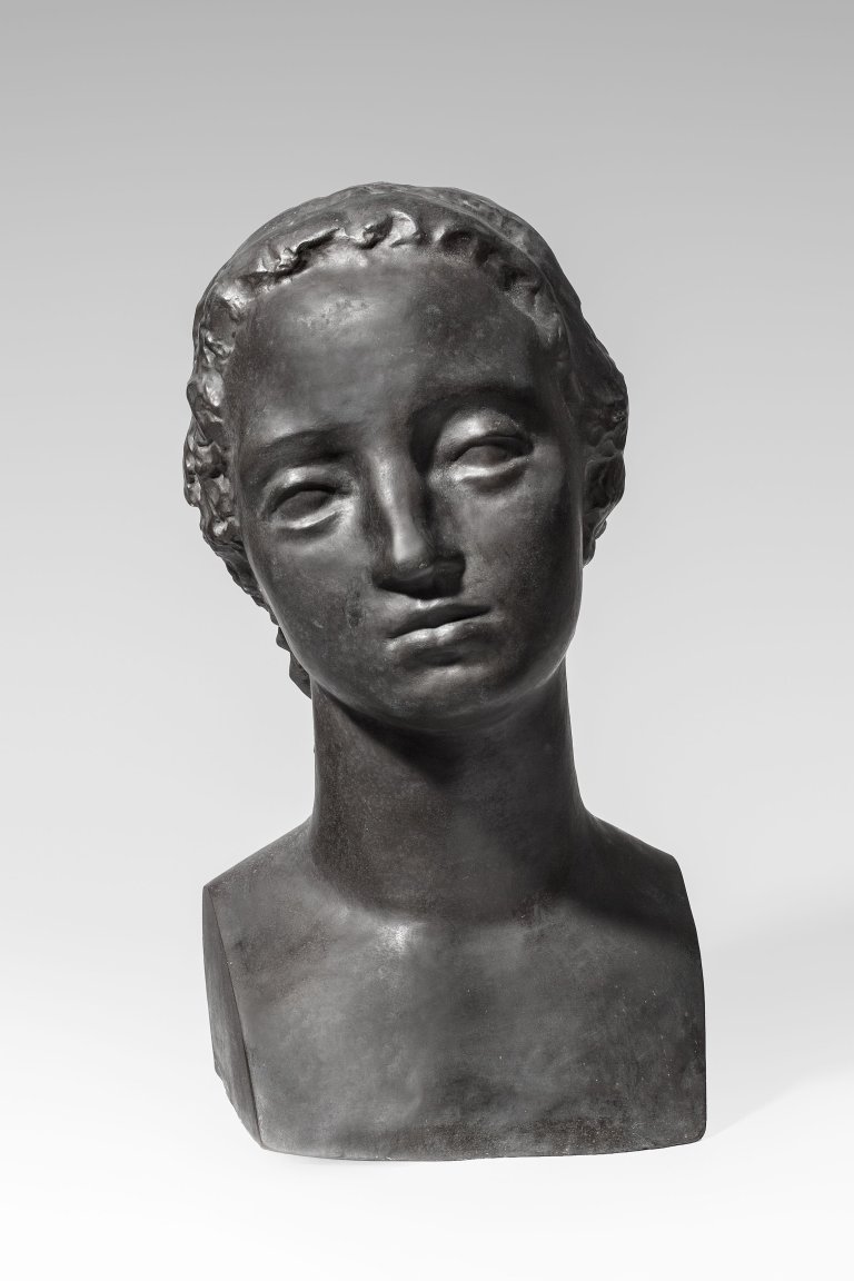 Auf diesem Bild ist das folgende Kunstwerk zu sehen: Wilhelm Lehmbruck. „Kopf Frau L“. 1909/10.