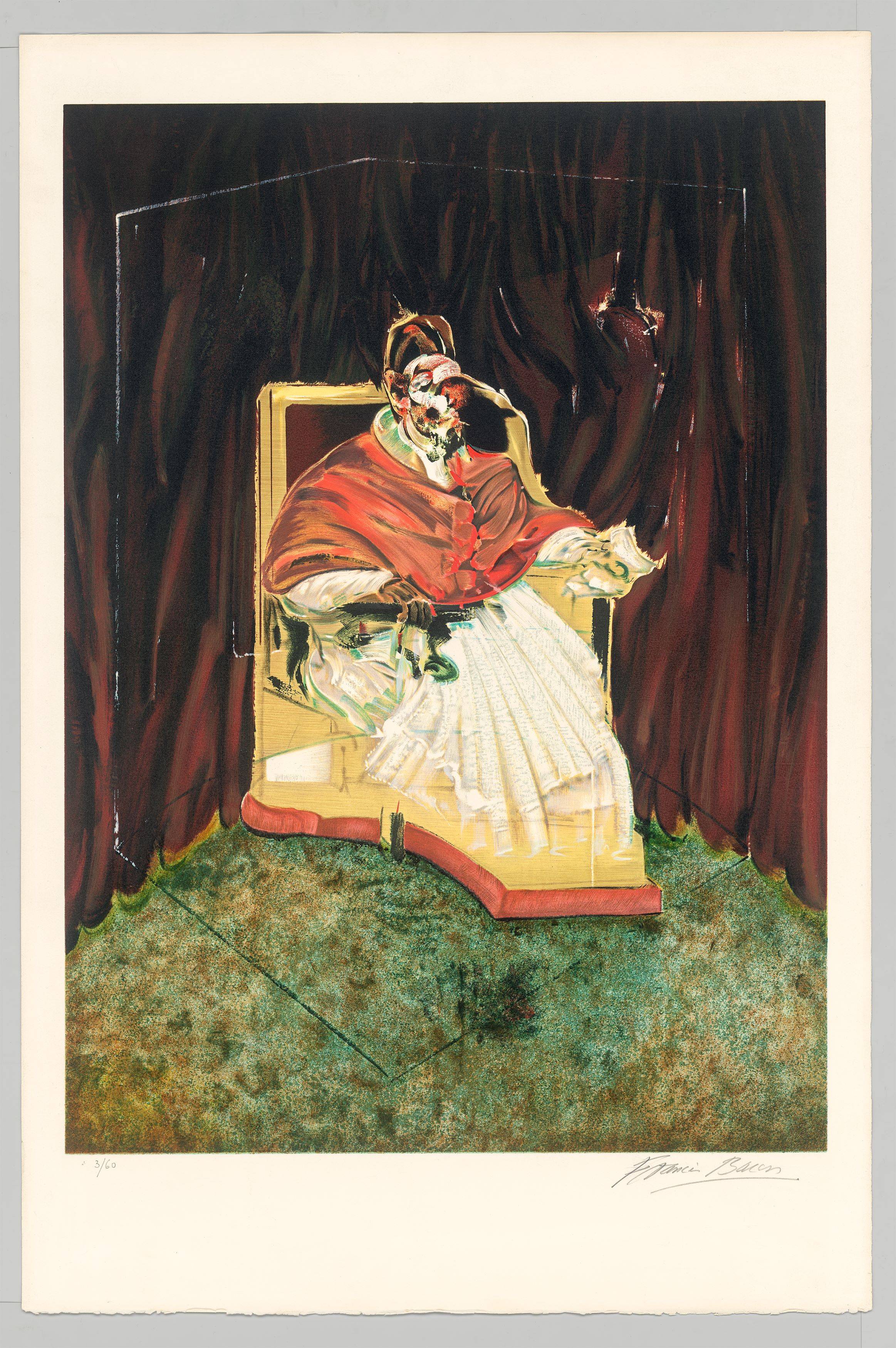 This picture shows the following artwork: Francis Bacon. ”Study for portrait of Pope Innocent X after Vélasquez”. 1989.