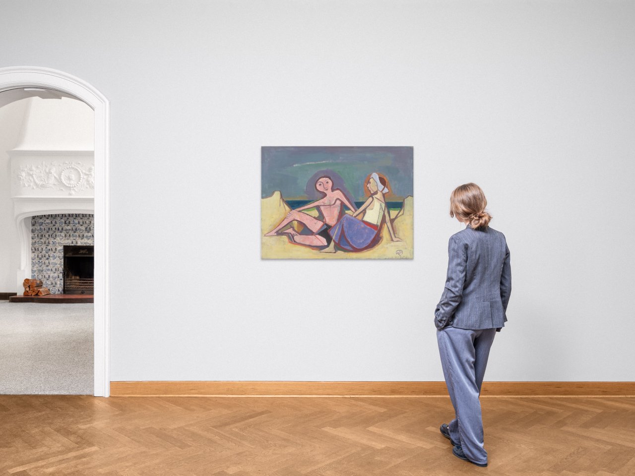 Auf diesem Bild ist das folgende Kunstwerk zu sehen: Karl Hofer. „Paar am Strand“. 1953.