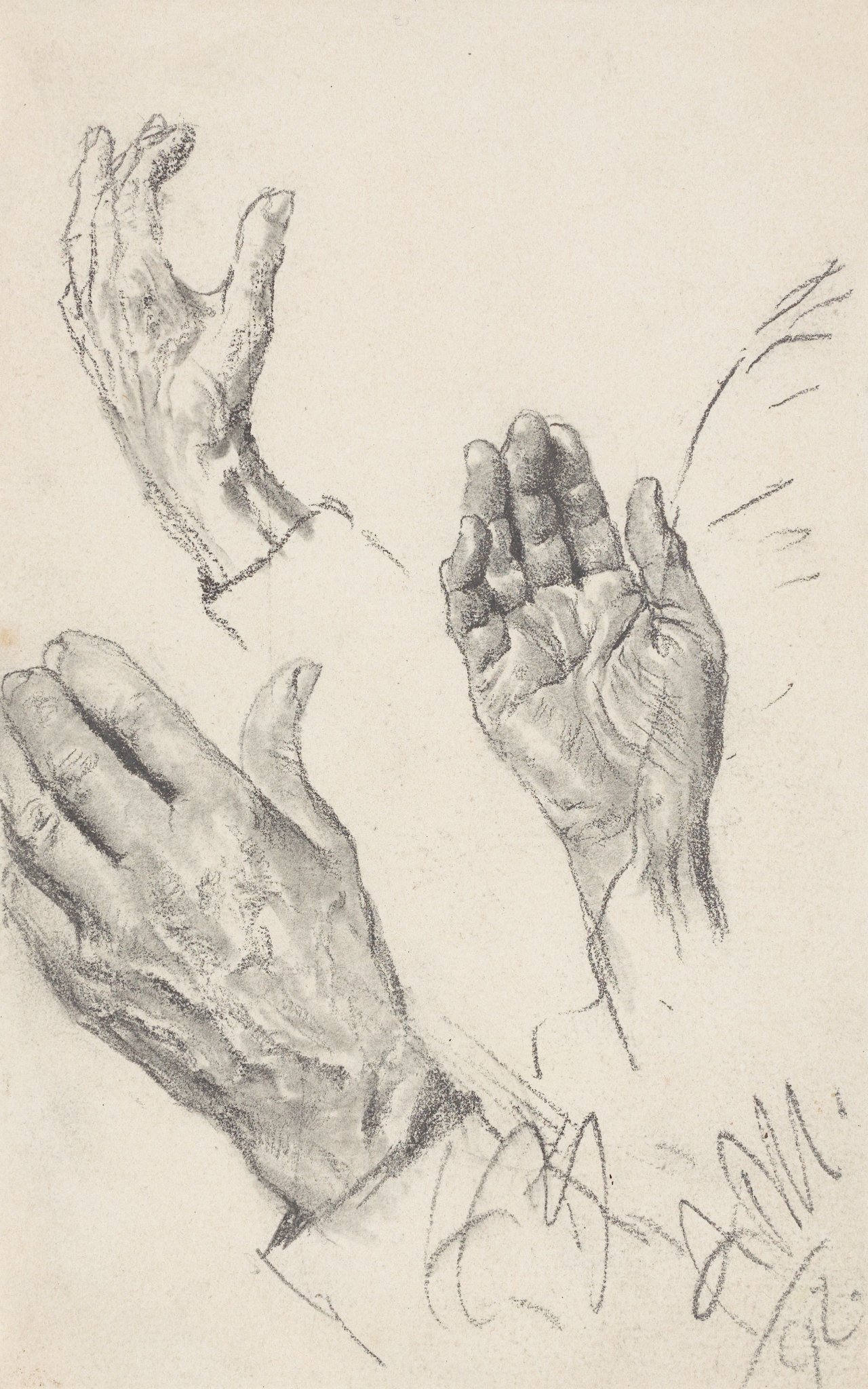Auf diesem Bild ist das folgende Kunstwerk zu sehen: Adolph Menzel. Handstudien. 1892.