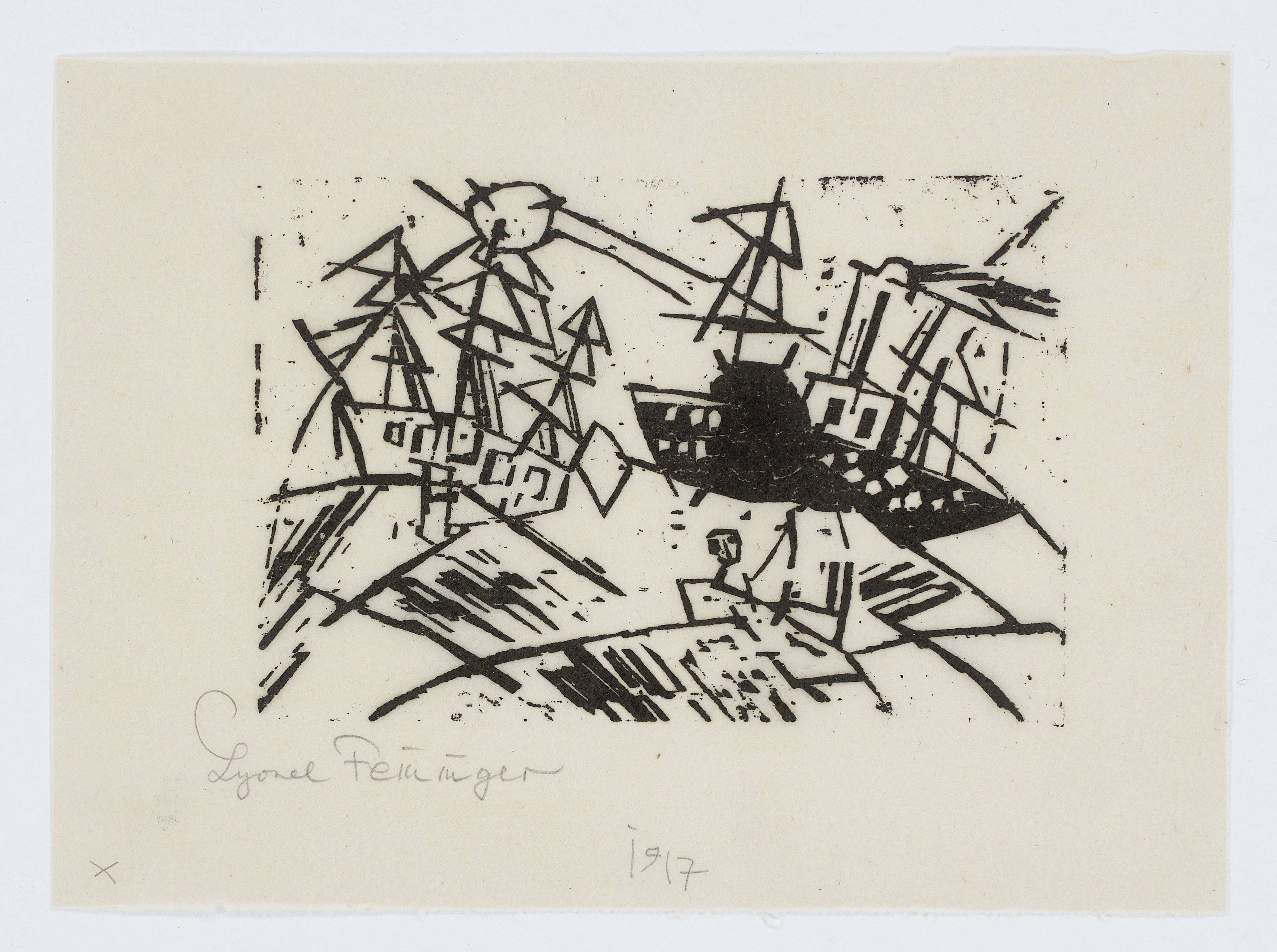 This picture shows the following artwork: Lyonel Feininger. ”Schiffe in schwerer See”. 1919.