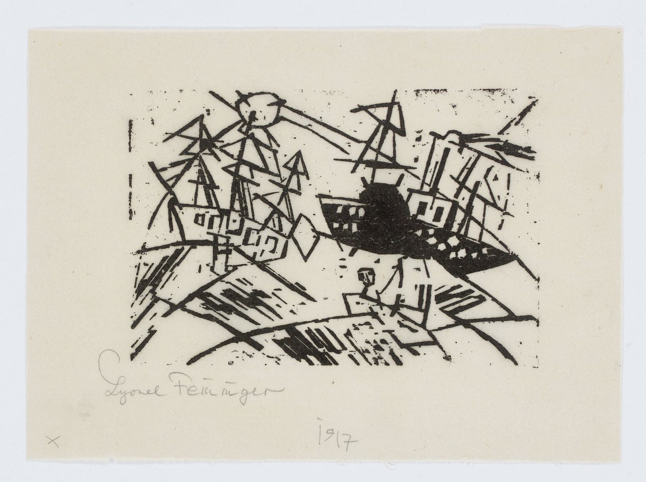 This picture shows the following artwork: Lyonel Feininger. ”Schiffe in schwerer See”. 1919.