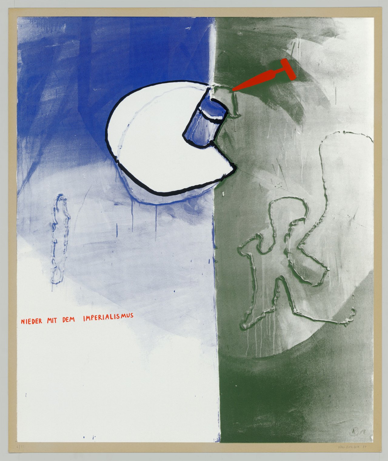 Auf diesem Bild ist das folgende Kunstwerk zu sehen: Martin Kippenberger. „Nieder mit dem Imperialismus“. 1984.