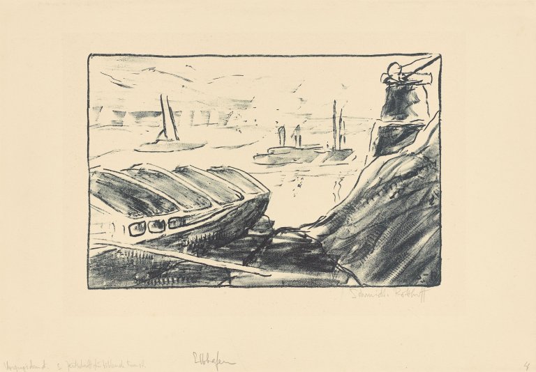 This picture shows the following artwork: Karl Schmidt-Rottluff. ”Elbhafen”. 1907.