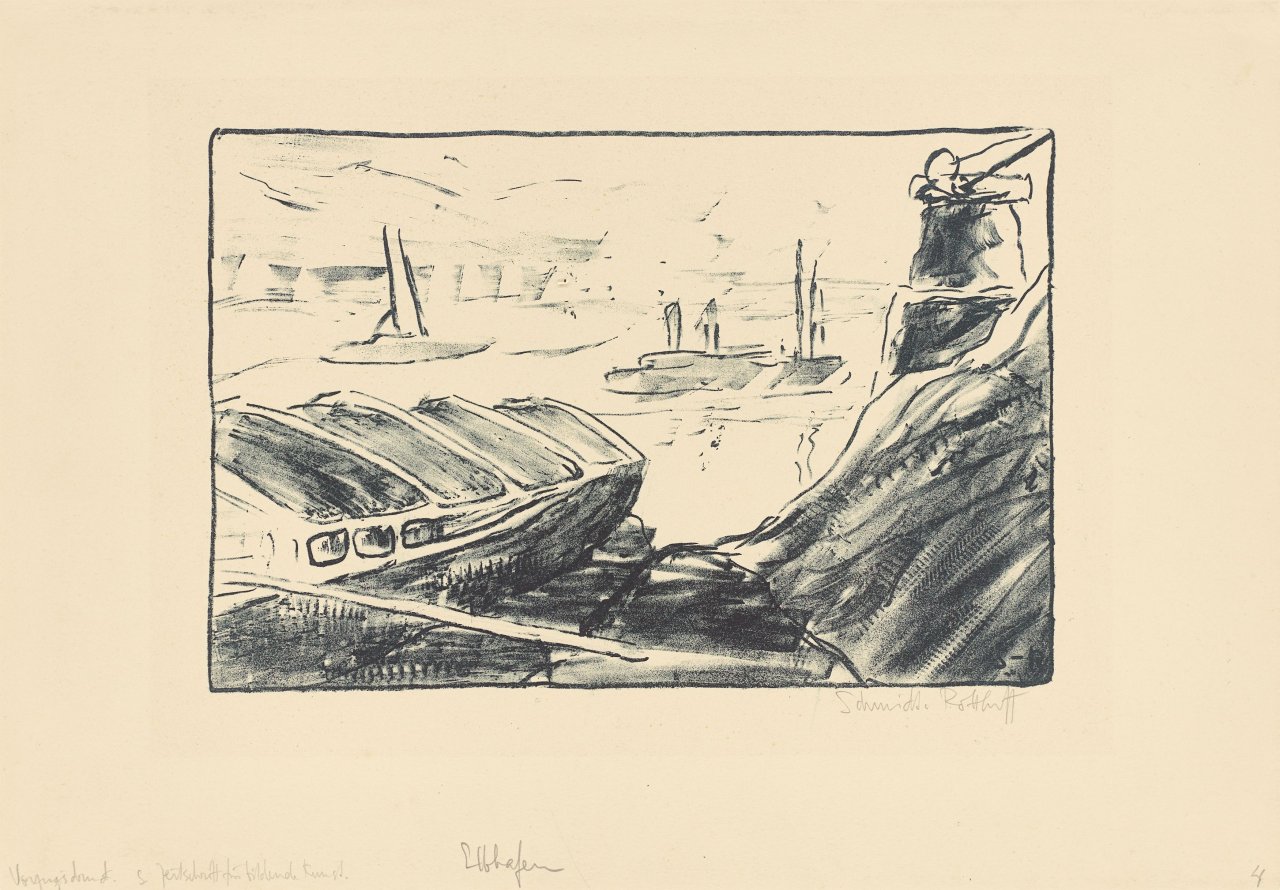 This picture shows the following artwork: Karl Schmidt-Rottluff. ”Elbhafen”. 1907.