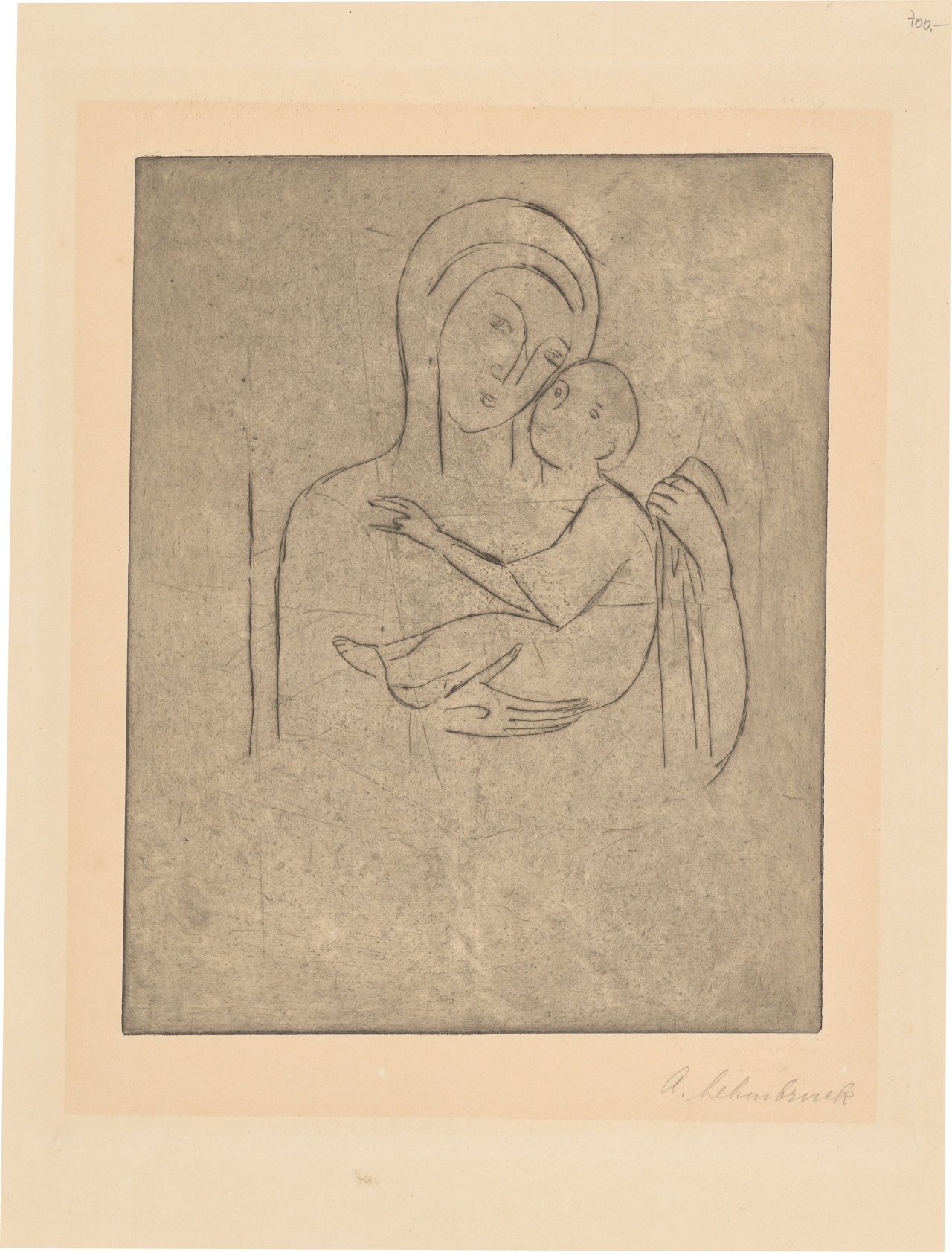This picture shows the following artwork: Wilhelm Lehmbruck. ”Madonna (nach Cimabue)”. 1912.