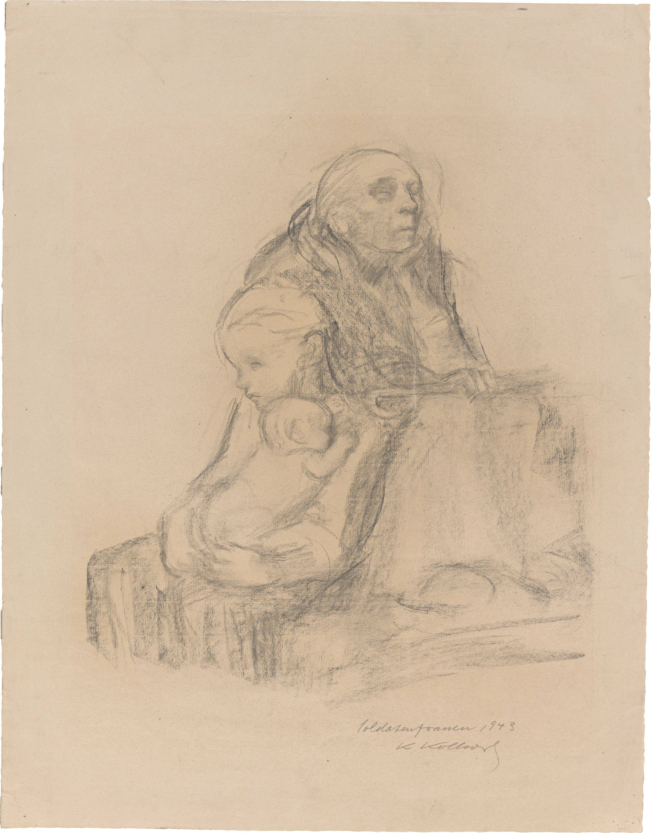 This picture shows the following artwork: Käthe Kollwitz. ”Soldatenfrauen”. 1943.