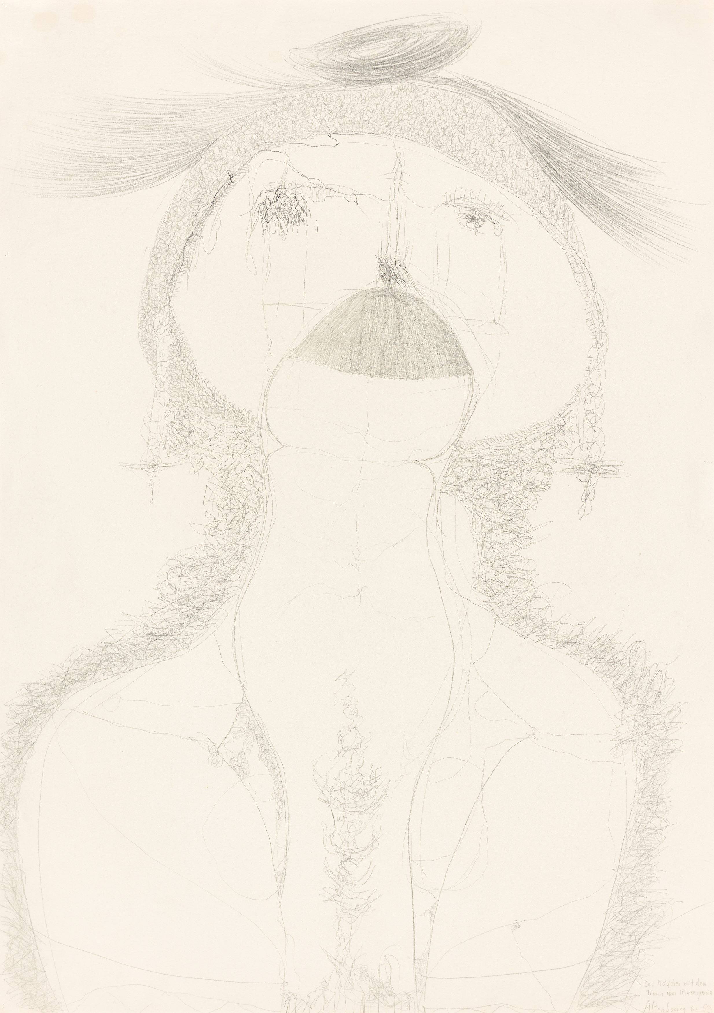 Auf diesem Bild ist das folgende Kunstwerk zu sehen: Gerhard Altenbourg. „Das Mädchen mit dem Traum vom Riesenpenis“. 1966.