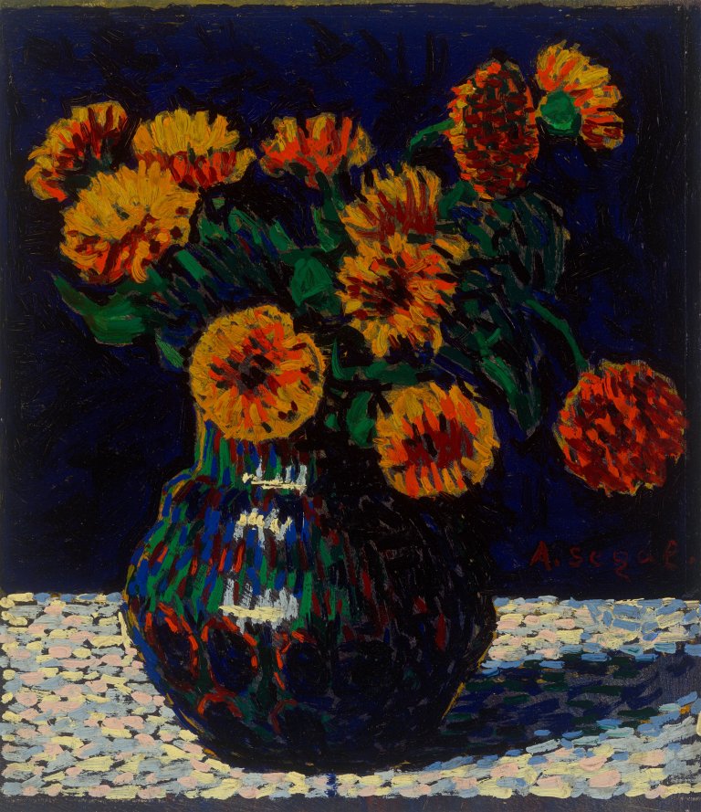Auf diesem Bild ist das folgende Kunstwerk zu sehen: Arthur Segal. „Blumenstillleben“. Um 1910.