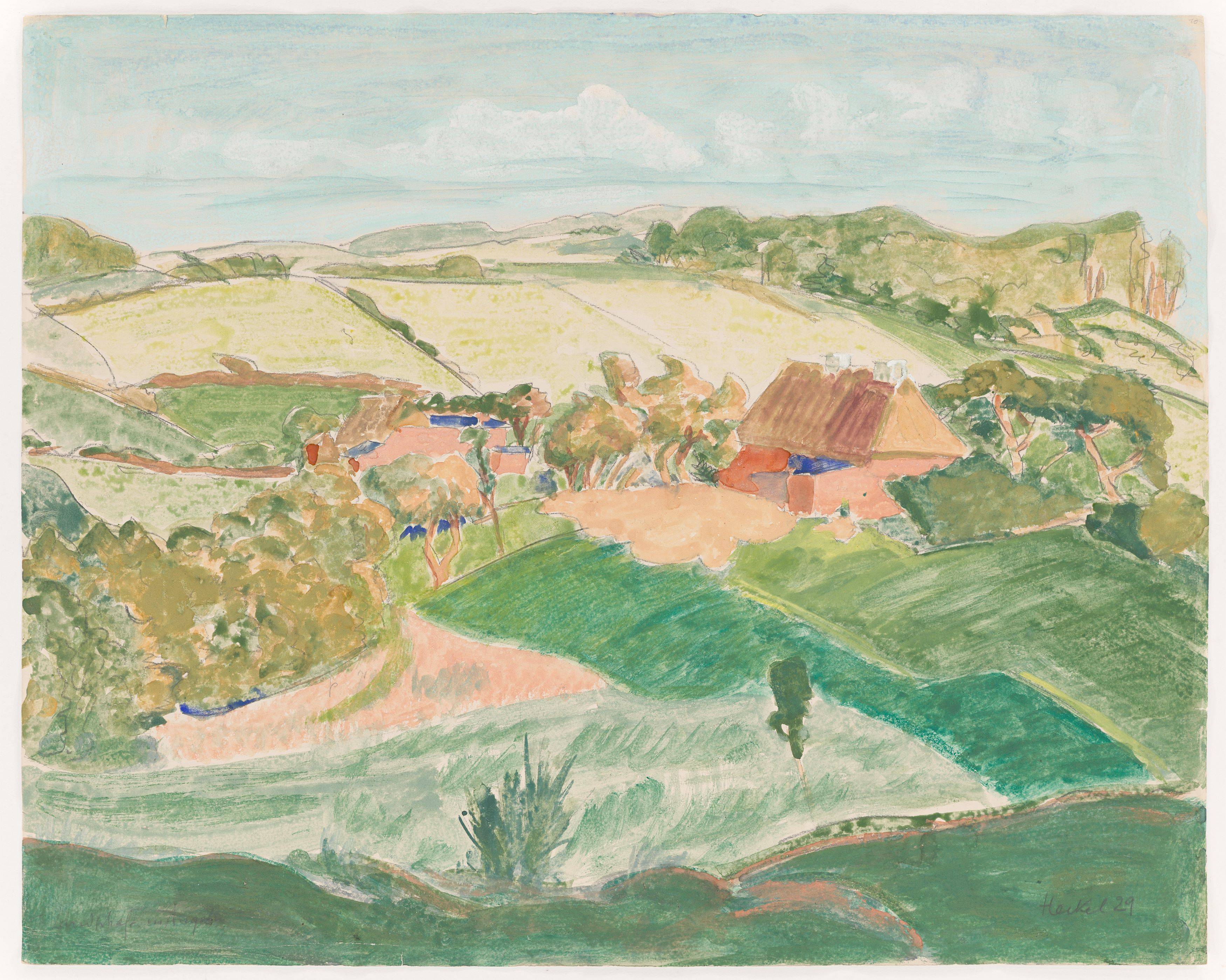 Auf diesem Bild ist das folgende Kunstwerk zu sehen: Erich Heckel. „Landschaft in Angeln“. 1929.