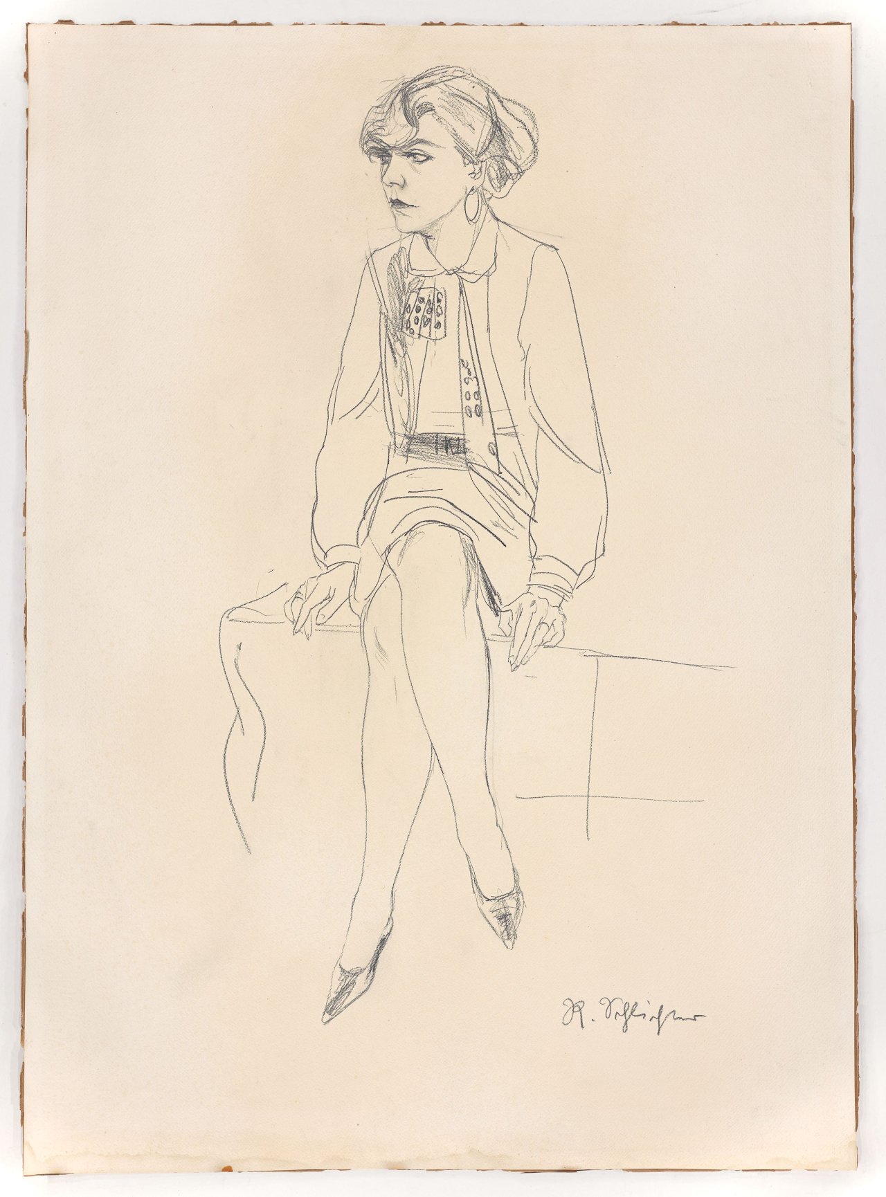 Auf diesem Bild ist das folgende Kunstwerk zu sehen: Rudolf Schlichter. Sitzende (Speedy). Um 1930.