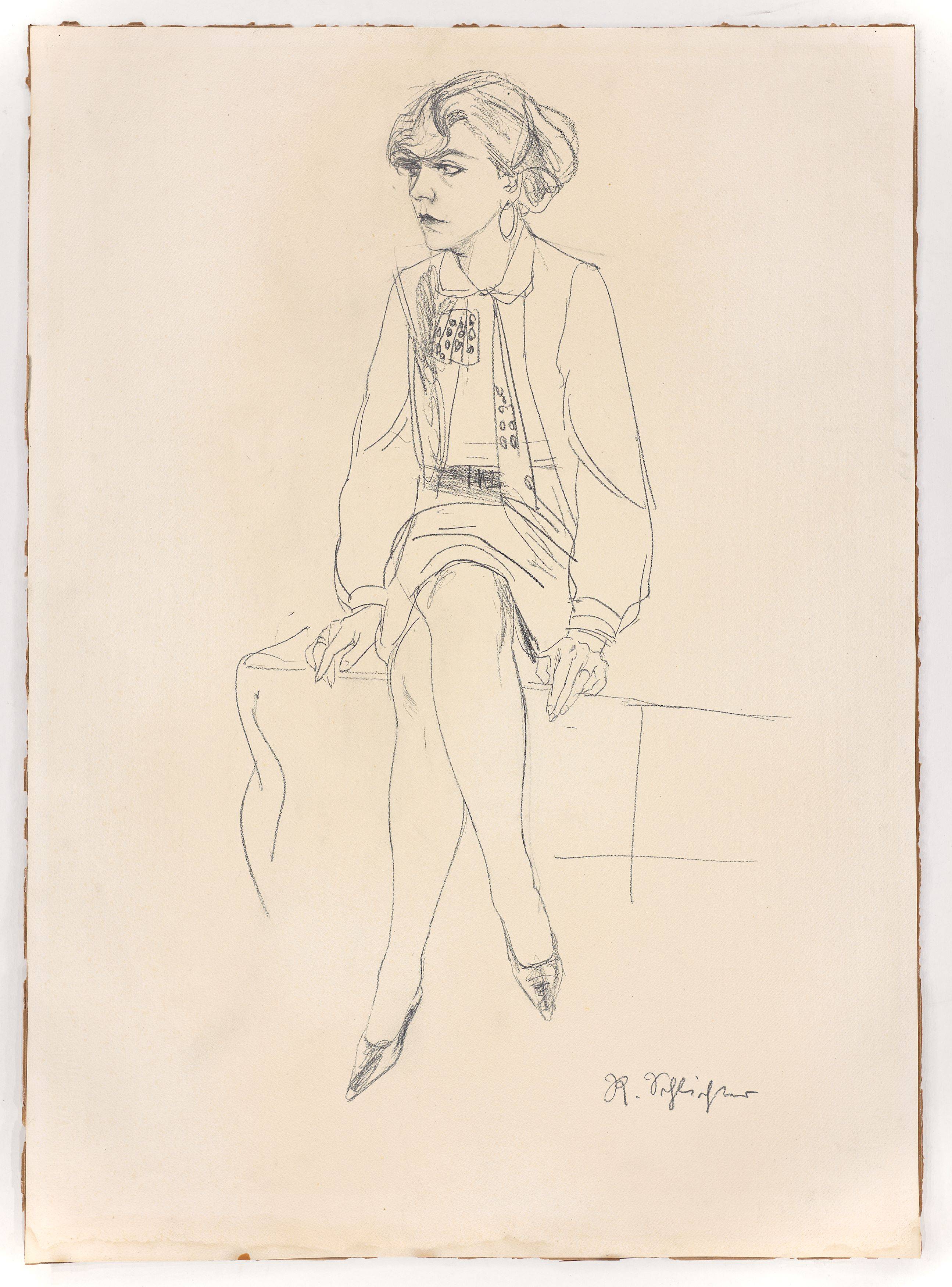 Auf diesem Bild ist das folgende Kunstwerk zu sehen: Rudolf Schlichter. Sitzende (Speedy). Um 1930.