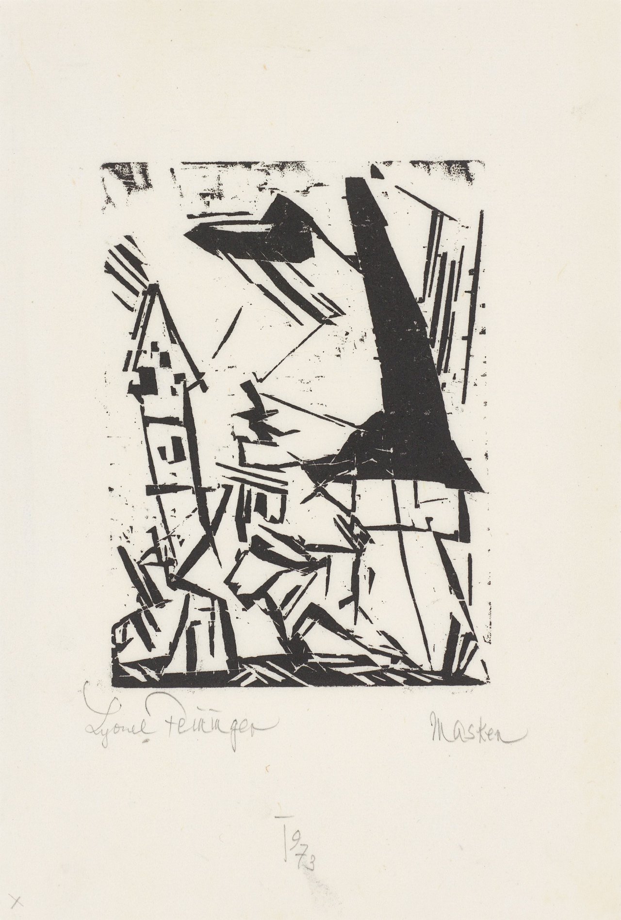 This picture shows the following artwork: Lyonel Feininger. ”Masken”. 1920.