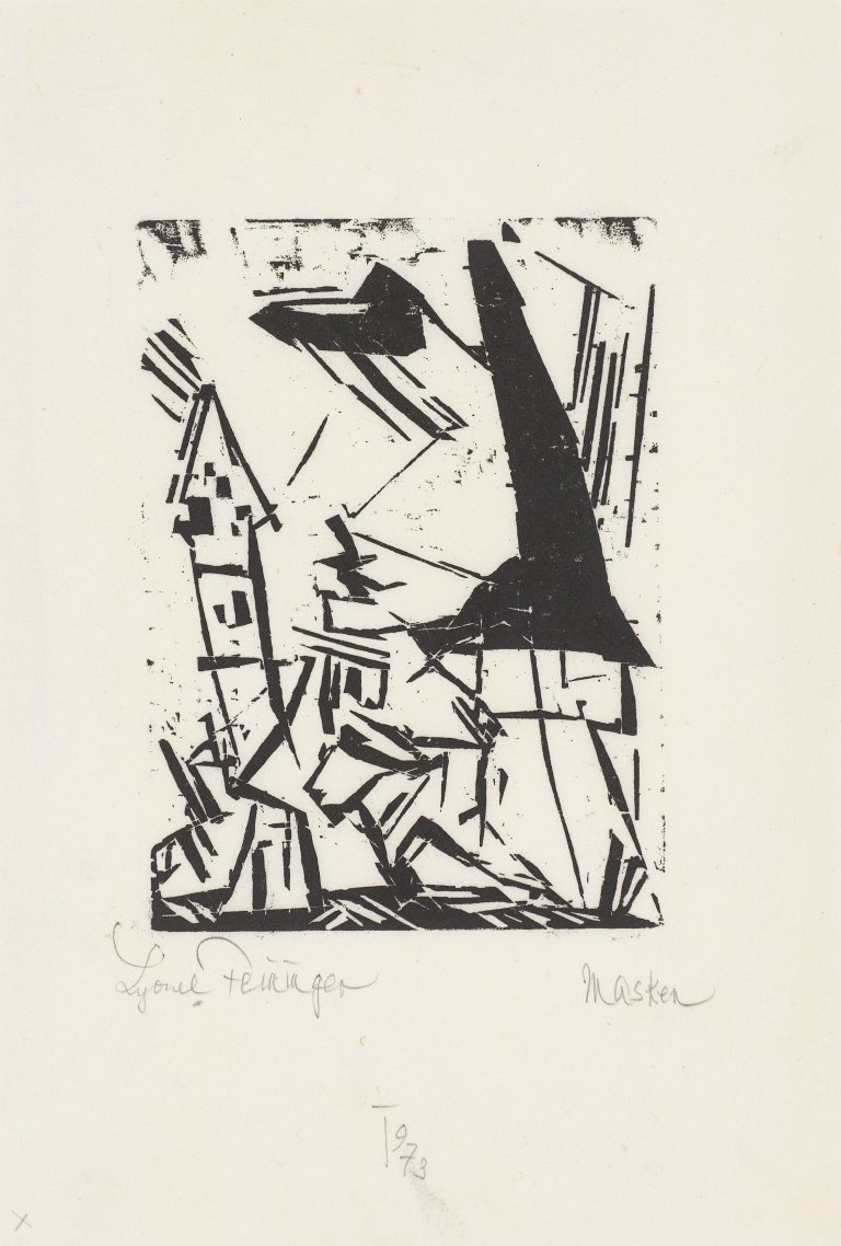 Auf diesem Bild ist das folgende Kunstwerk zu sehen: Lyonel Feininger. „Masken“. 1920.