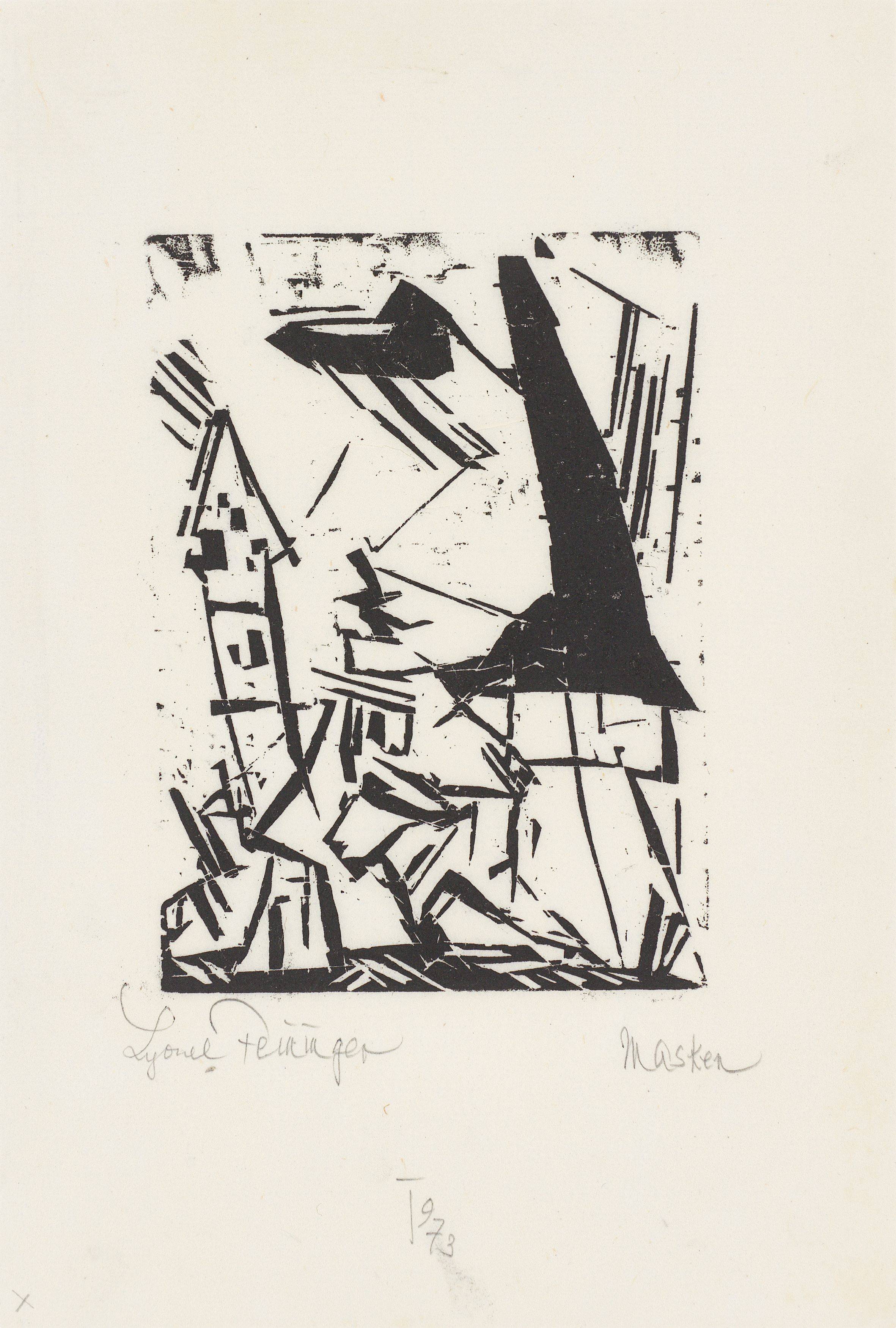 This picture shows the following artwork: Lyonel Feininger. ”Masken”. 1920.