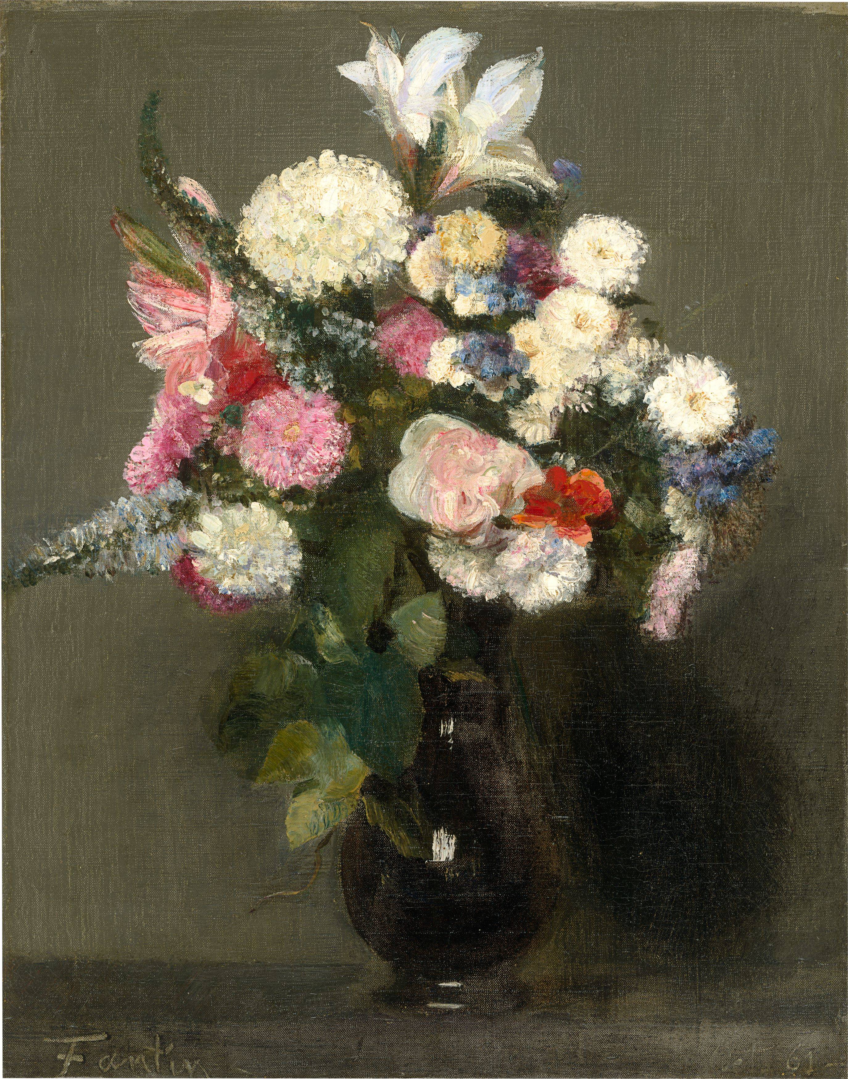 This picture shows the following artwork: Henri Fantin-Latour. ”Fleurs”. 1861.