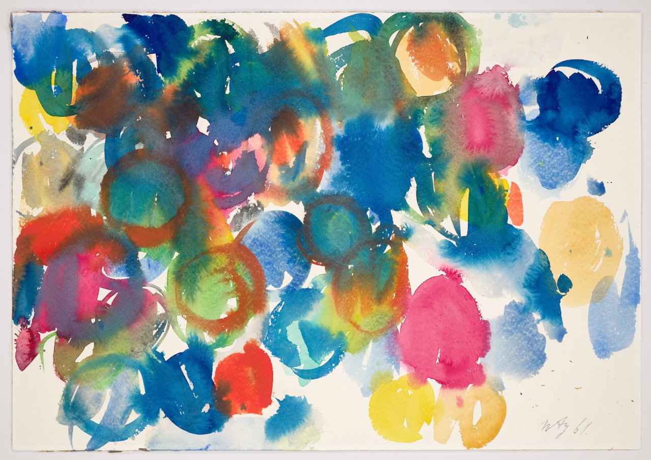 Auf diesem Bild ist das folgende Kunstwerk zu sehen: Ernst Wilhelm Nay. „Ohne Titel“. 1961.