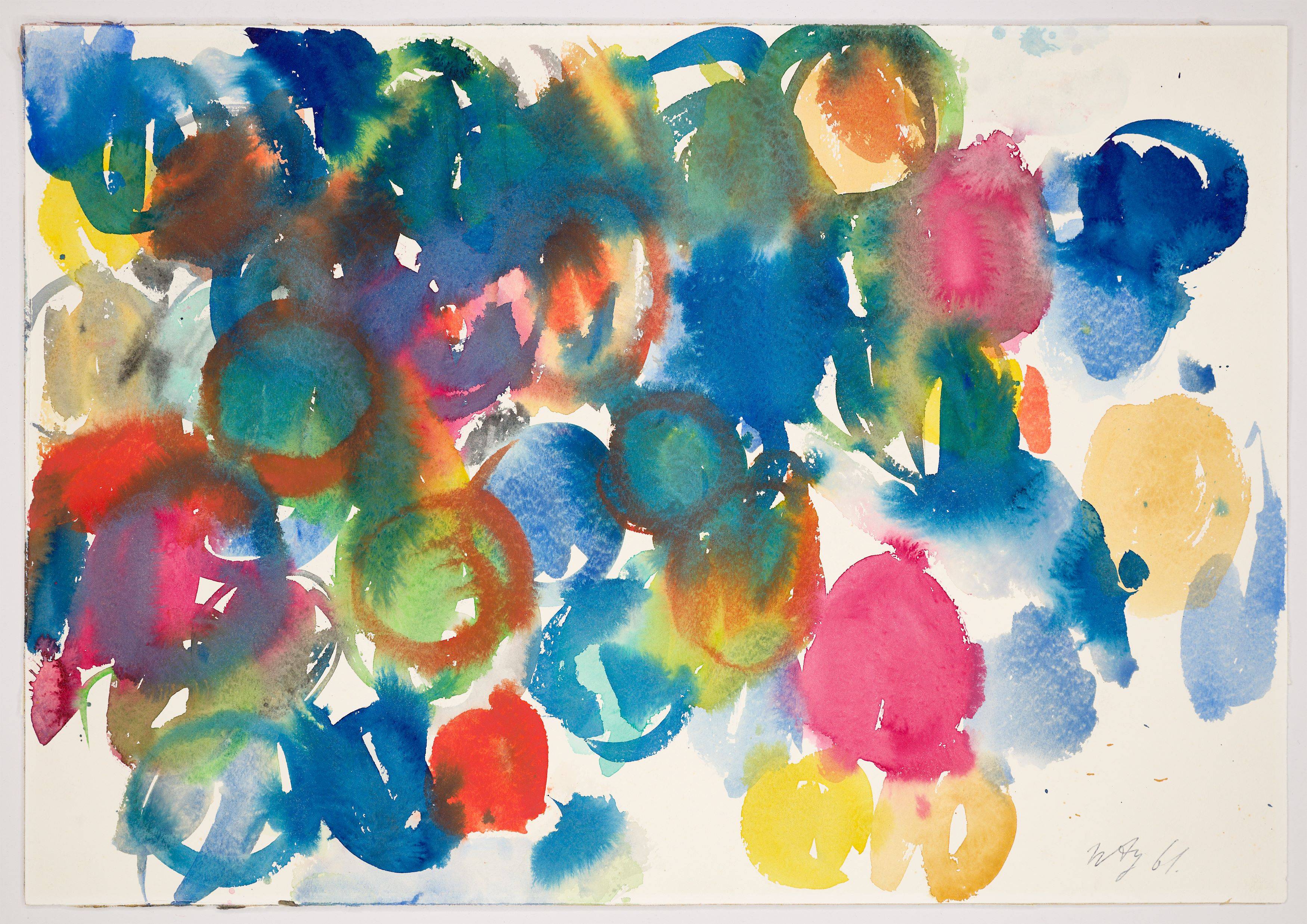 Auf diesem Bild ist das folgende Kunstwerk zu sehen: Ernst Wilhelm Nay. „Ohne Titel“. 1961.