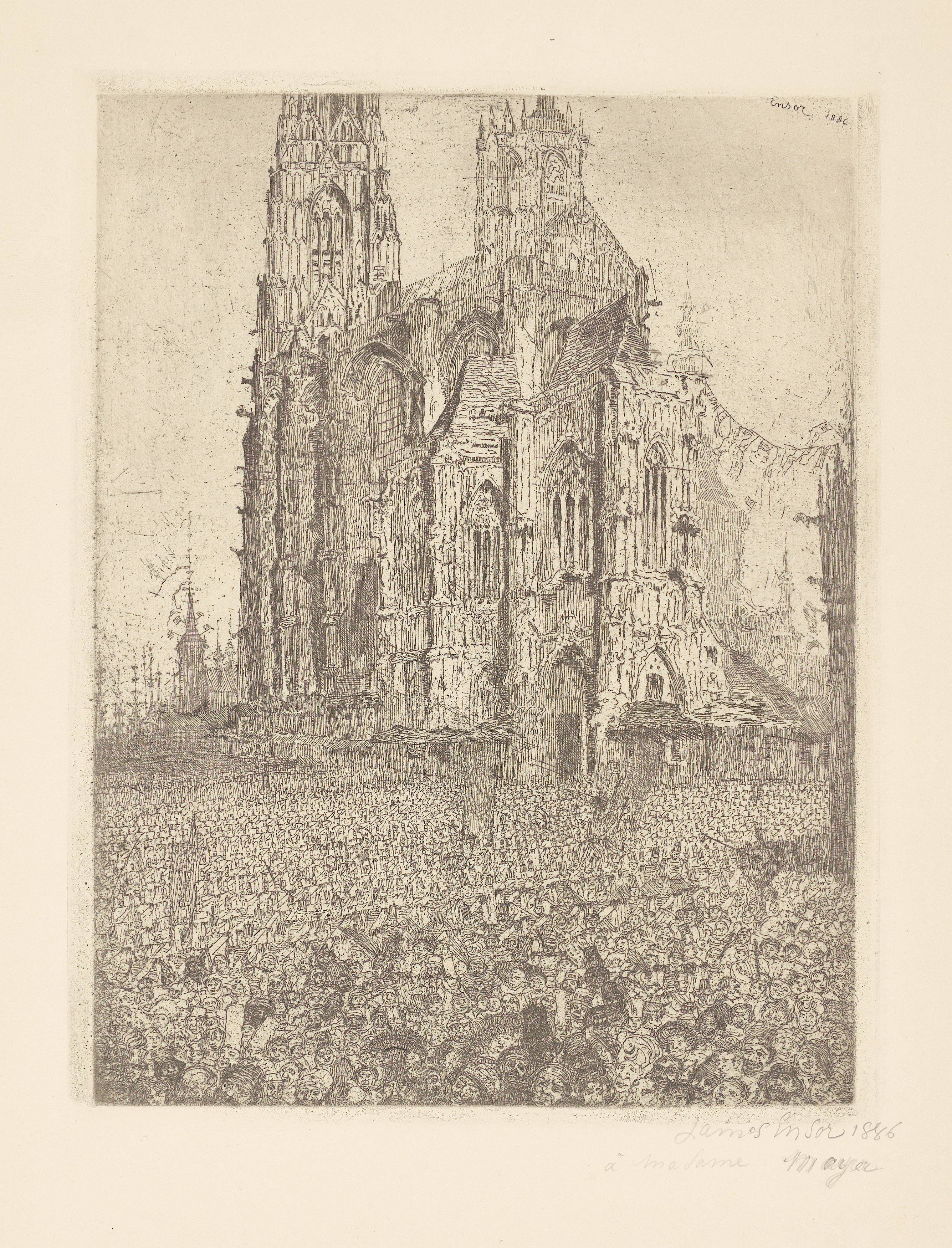 Auf diesem Bild ist das folgende Kunstwerk zu sehen: James Ensor. „La Cathédrale“ (1. Platte). 1886.