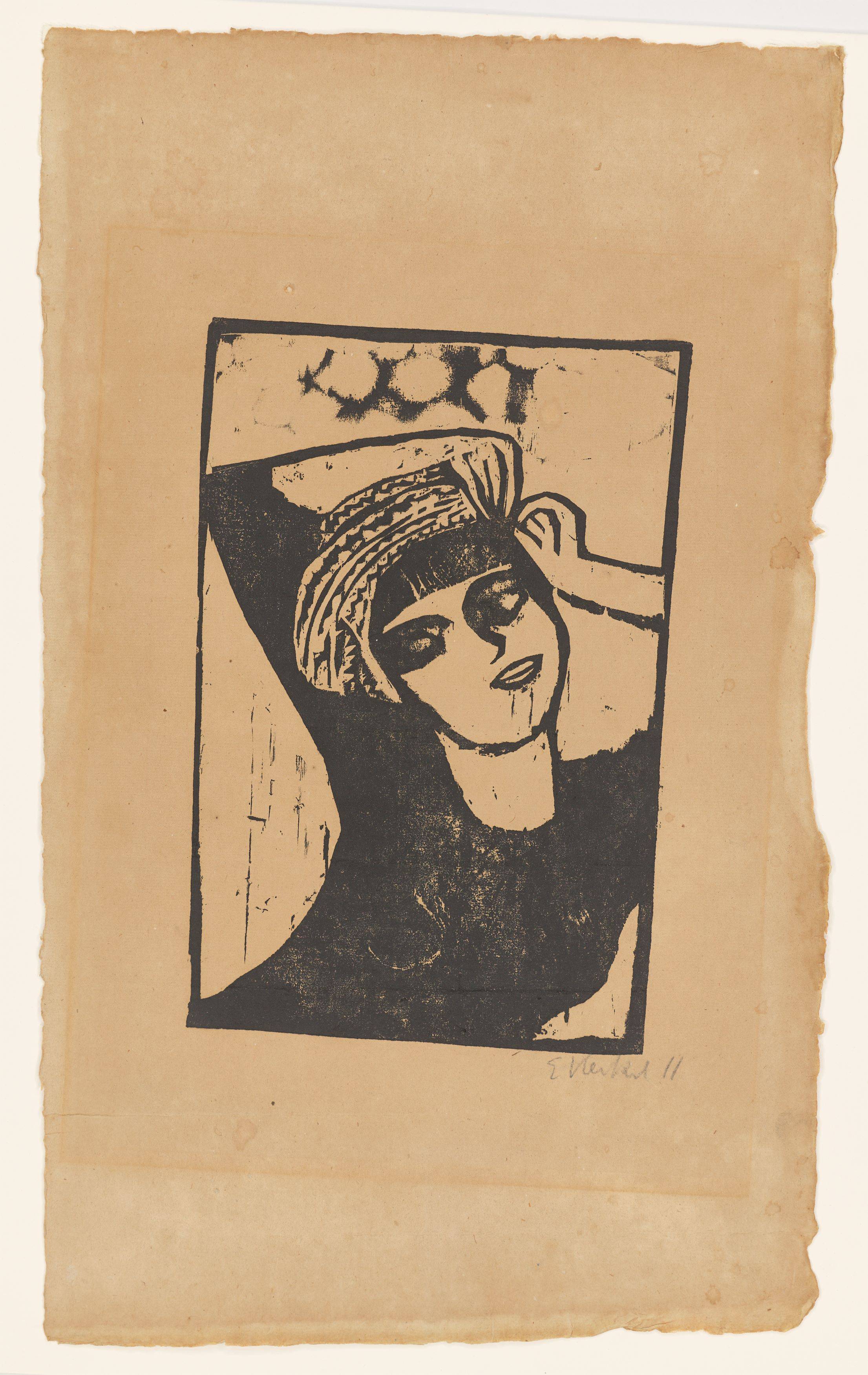 This picture shows the following artwork: Erich Heckel. ”Mädchen mit Turban (Mädchen / Der Turban)”. 1911.