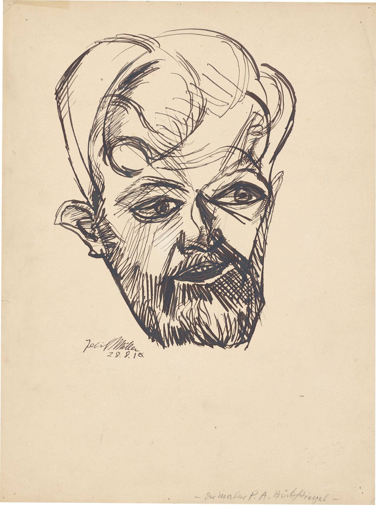 This picture shows the following artwork: Conrad Felixmüller. ”Der Maler Peter August Böckstiegel”. 1915.