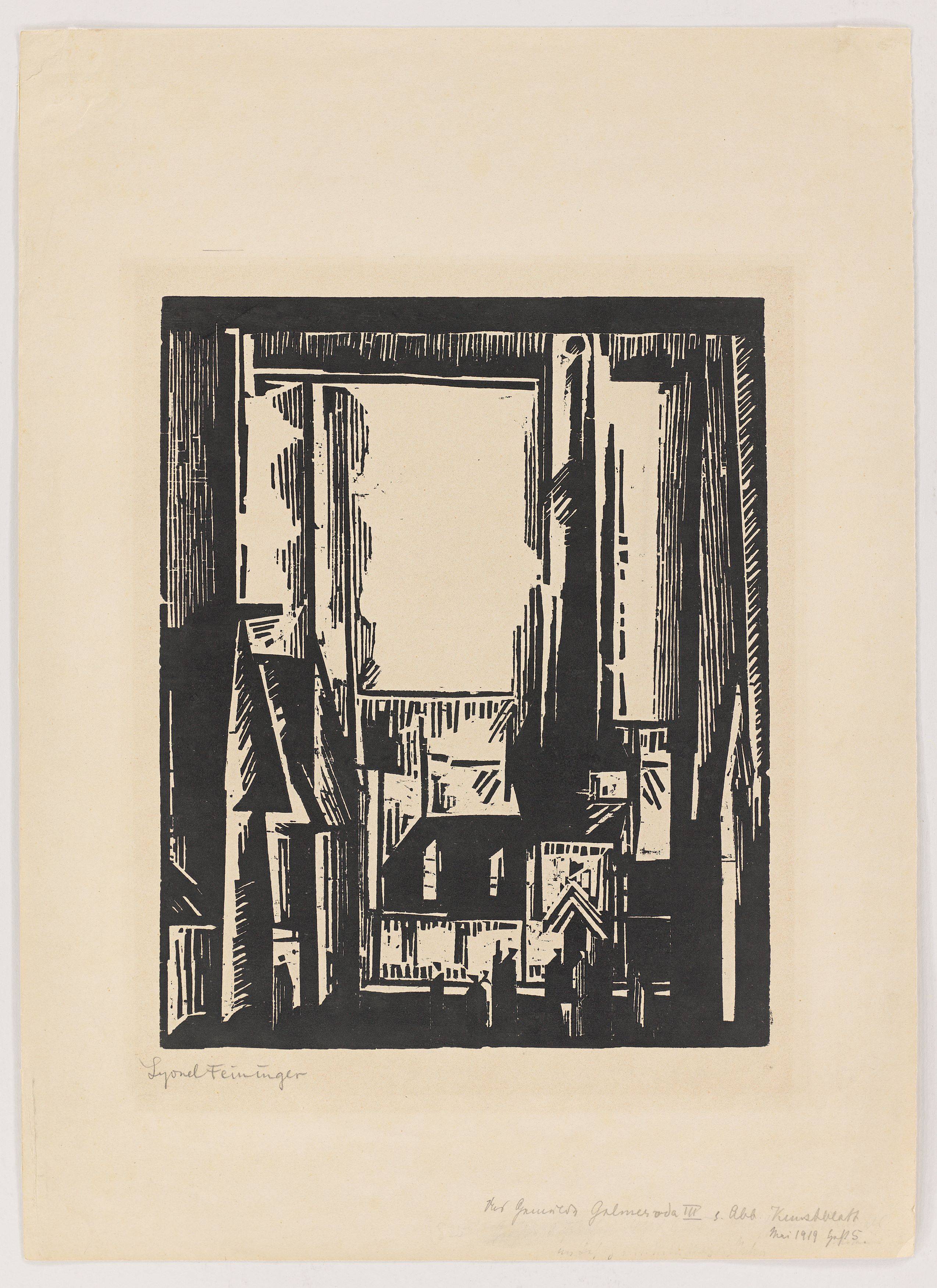 Auf diesem Bild ist das folgende Kunstwerk zu sehen: Lyonel Feininger. „Gelmeroda“. 1918.