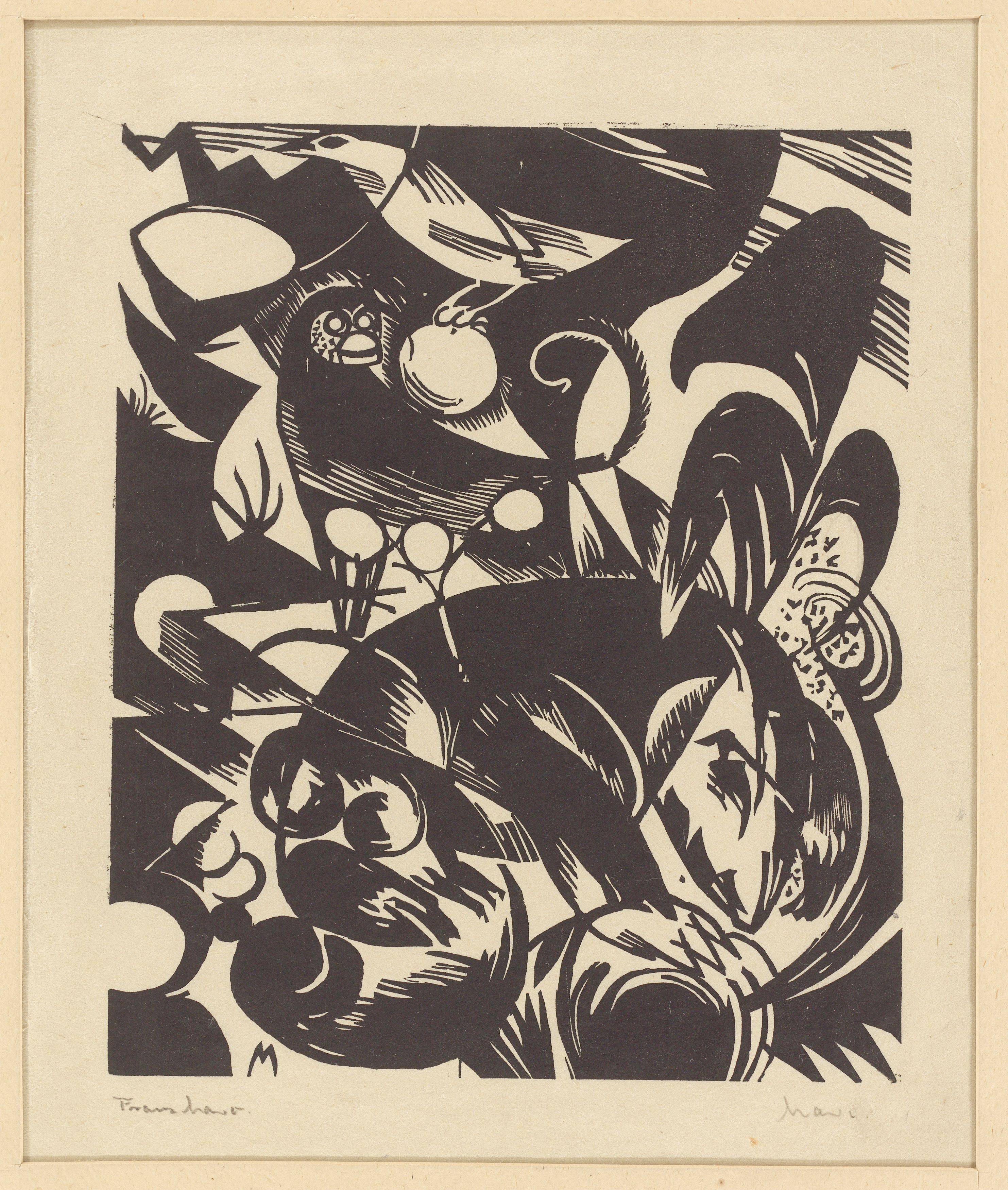 Auf diesem Bild ist das folgende Kunstwerk zu sehen: Franz Marc. „Schöpfungsgeschichte I“. 1914.
