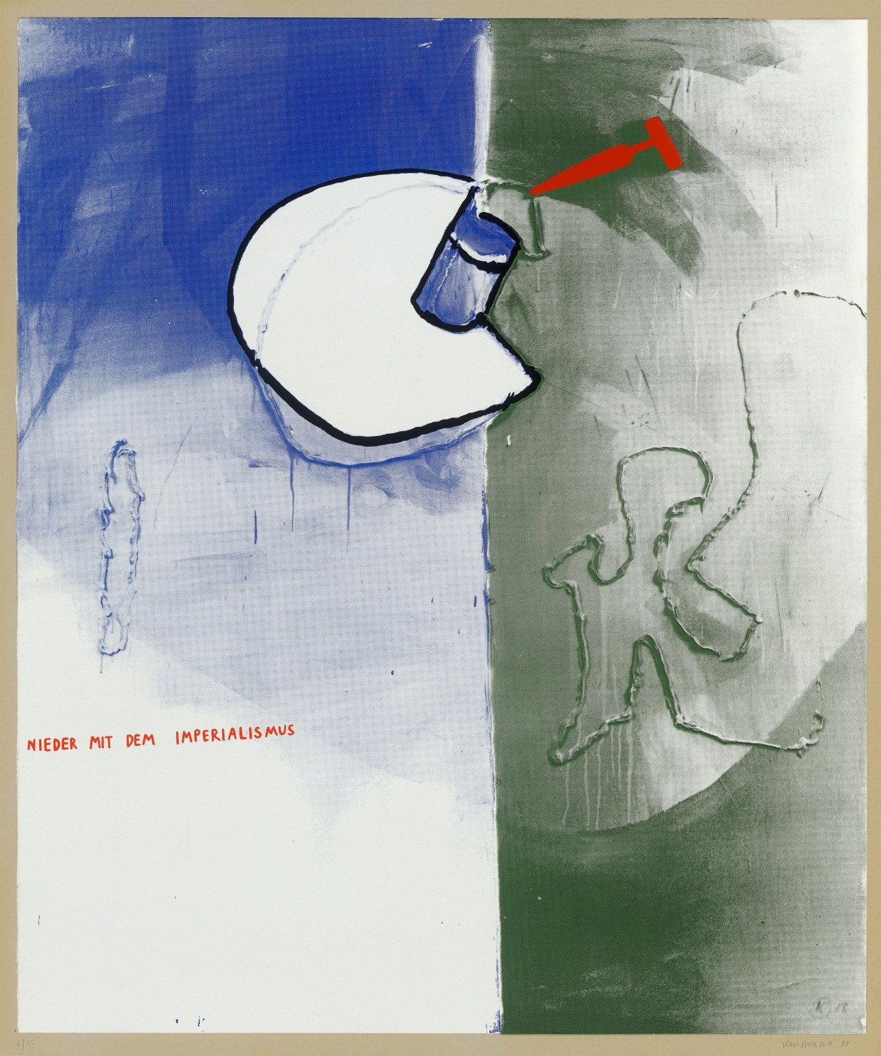 Auf diesem Bild ist das folgende Kunstwerk zu sehen: Martin Kippenberger. „Nieder mit dem Imperialismus“. 1984.