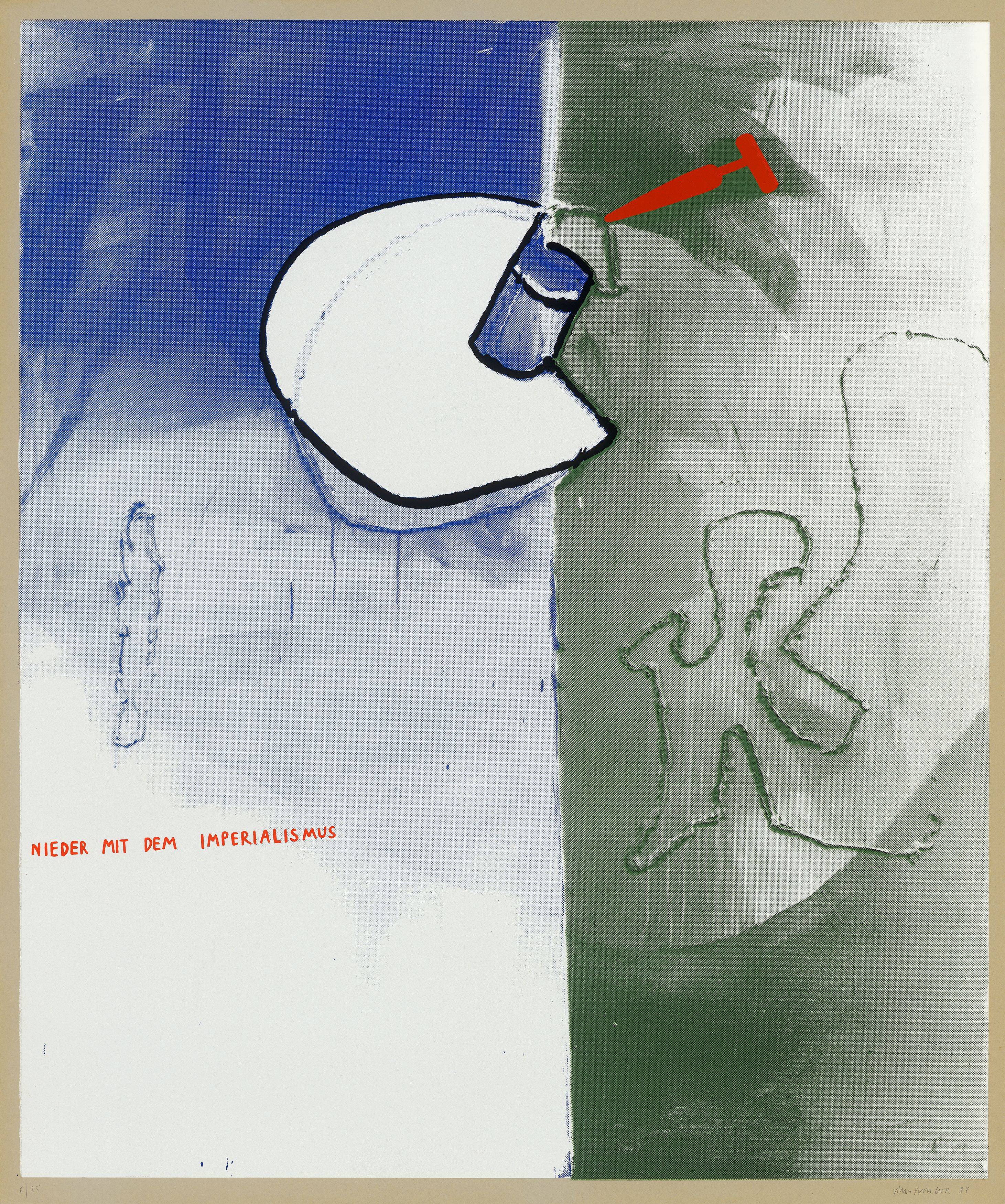 Auf diesem Bild ist das folgende Kunstwerk zu sehen: Martin Kippenberger. „Nieder mit dem Imperialismus“. 1984.